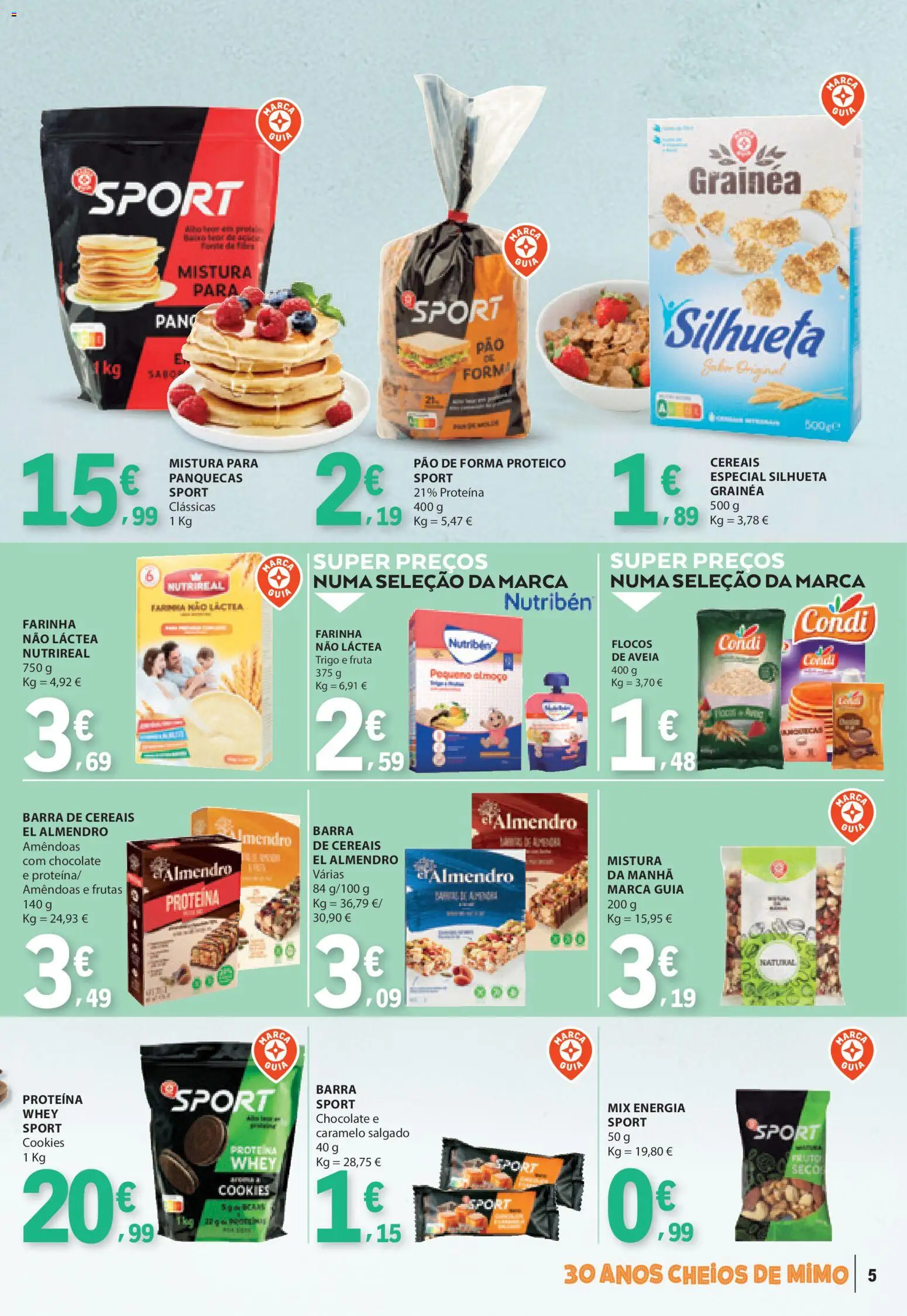 E.Leclerc folheto Especial Pequeno-Almoço │ válido de 21.04.2026 | Página: 5 | Produtos: Aveia, Amêndoas, Chocolate, Proteina