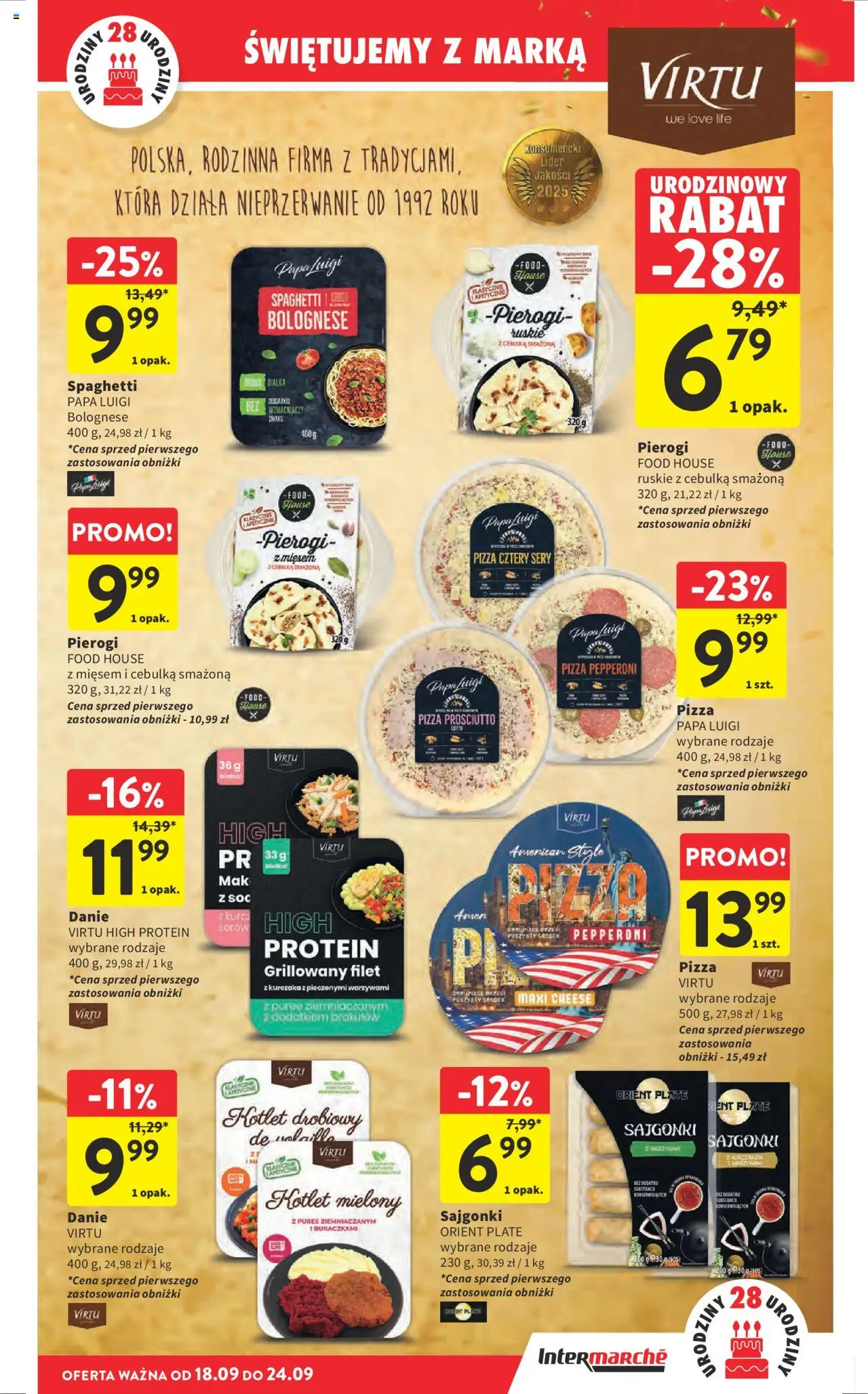 Intermarche Gazetka od 18.09.2025 | Strona: 13 | Produkty: Pierogi, Sajgonki, Sery, Pizza