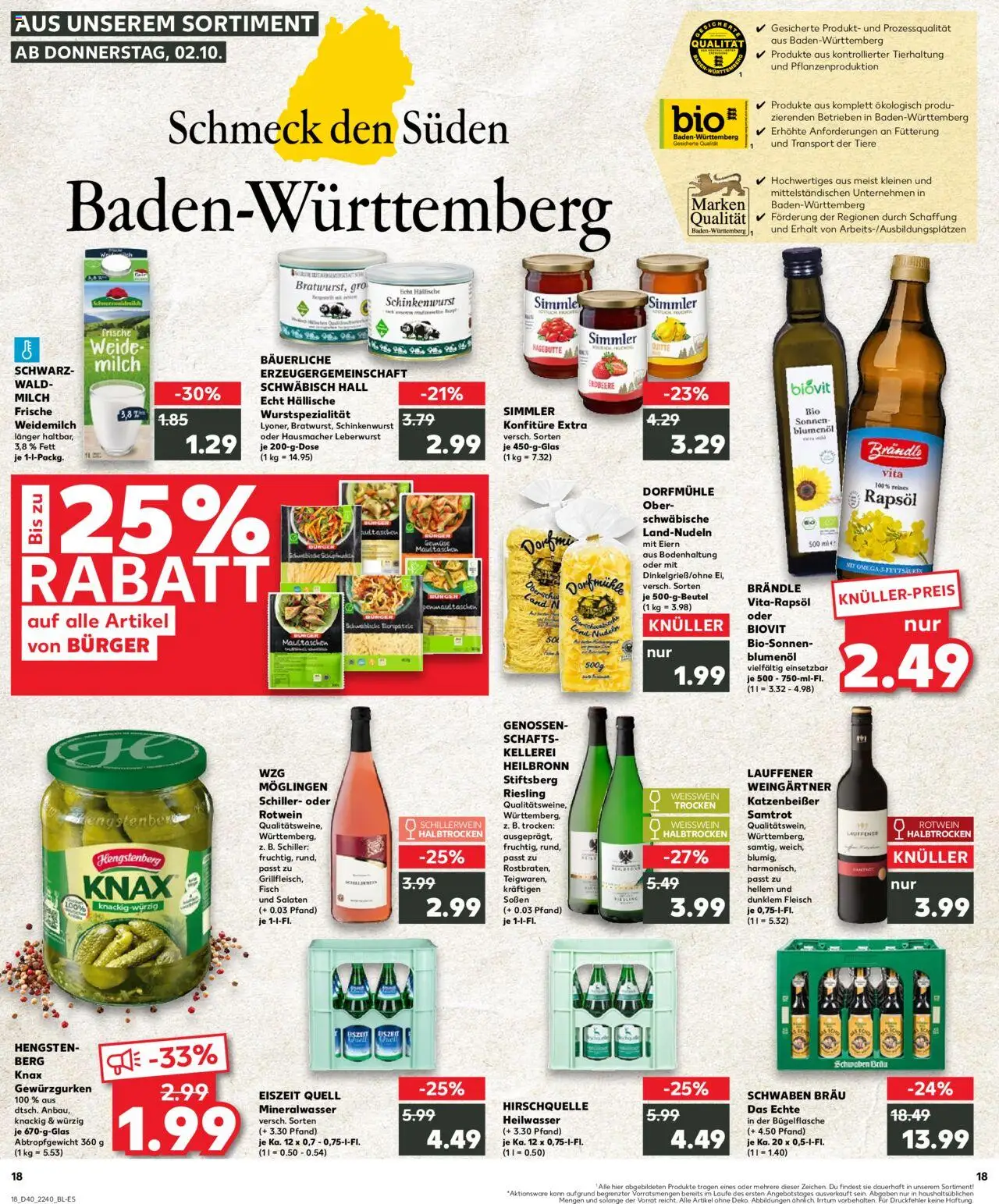 Kaufland prospekt Stuttgart	 – gültig ab 05.10.2025 | Seite: 18 | Produkte: Rotwein, Rotwein trocken, Pasta, Fleisch