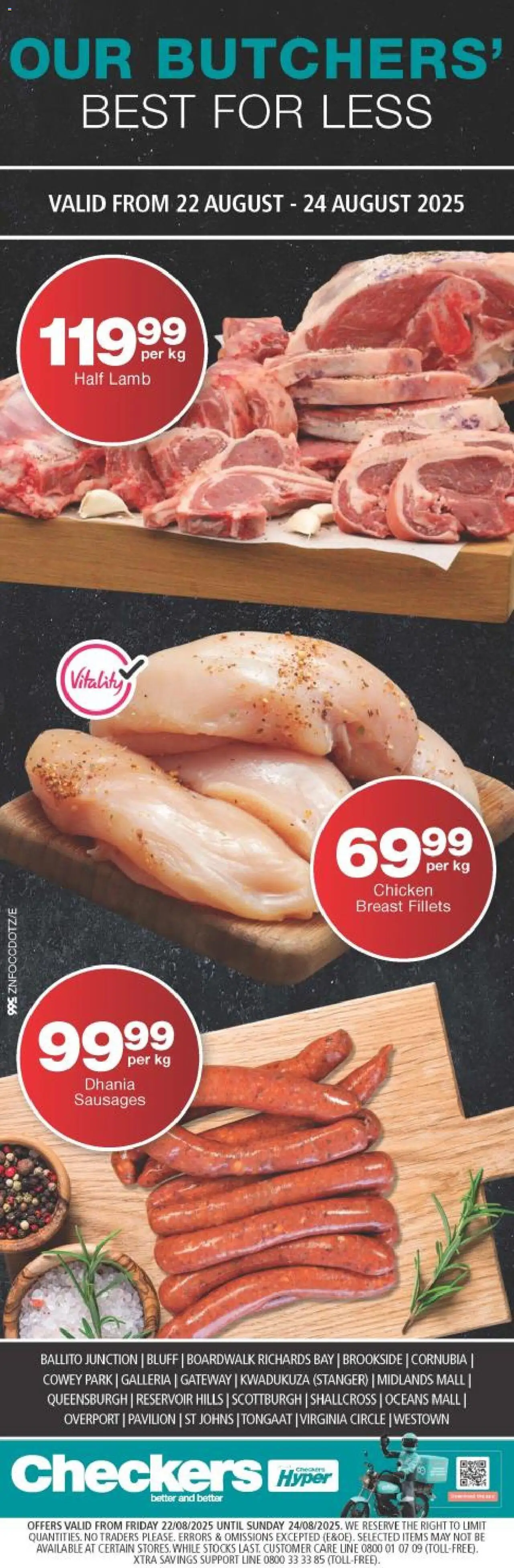 Checkers KwaZulu-Natal - Butchery Promotion │ valid from 22.08.2025 | Page: 1 | Products: Chicken