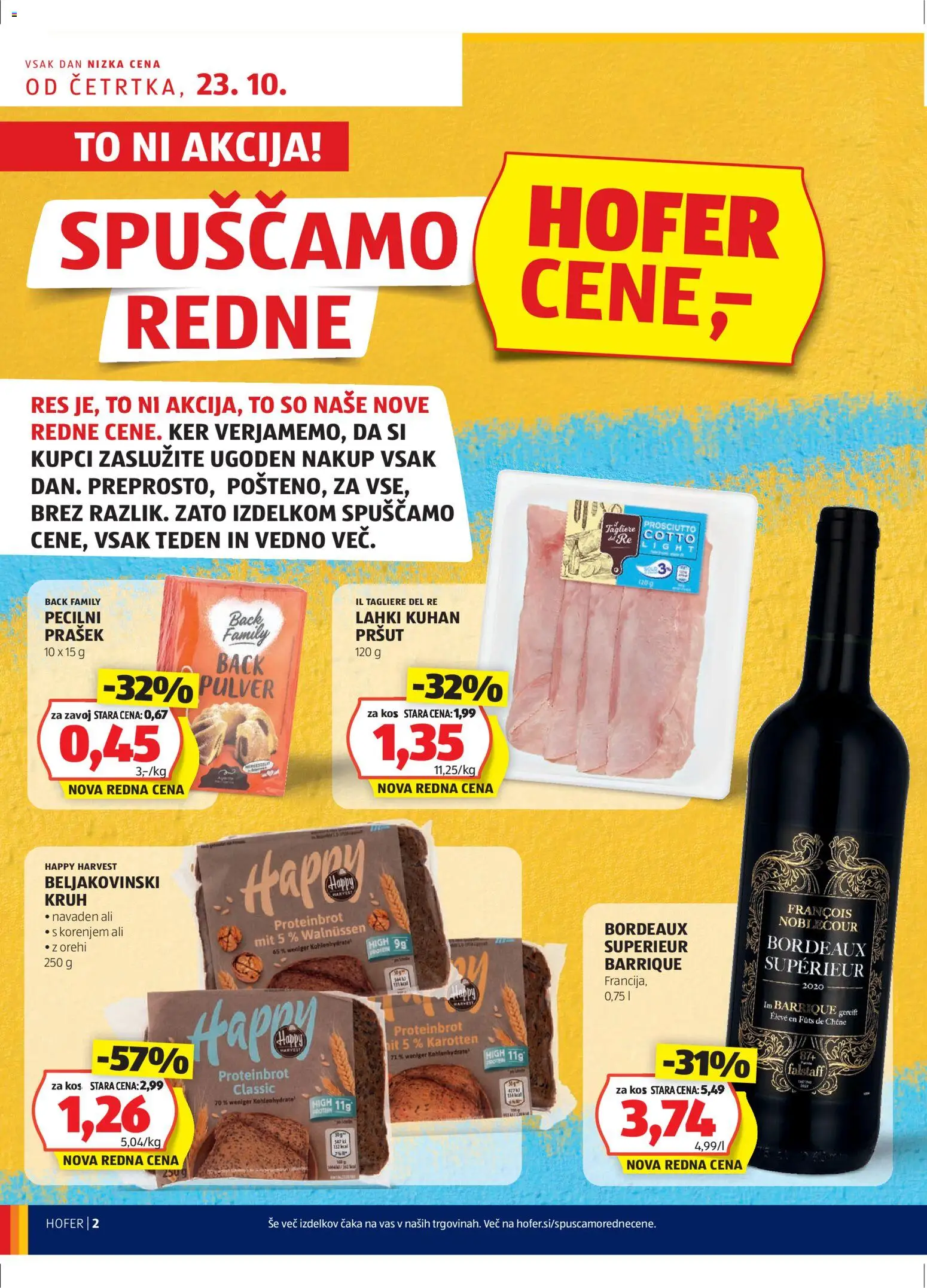 Novi Hofer katalog ponudbe – veljaven od 23.10.2025 | Stran: 2 | Izdelki: Pršut, Prašek, Kos, Kruh