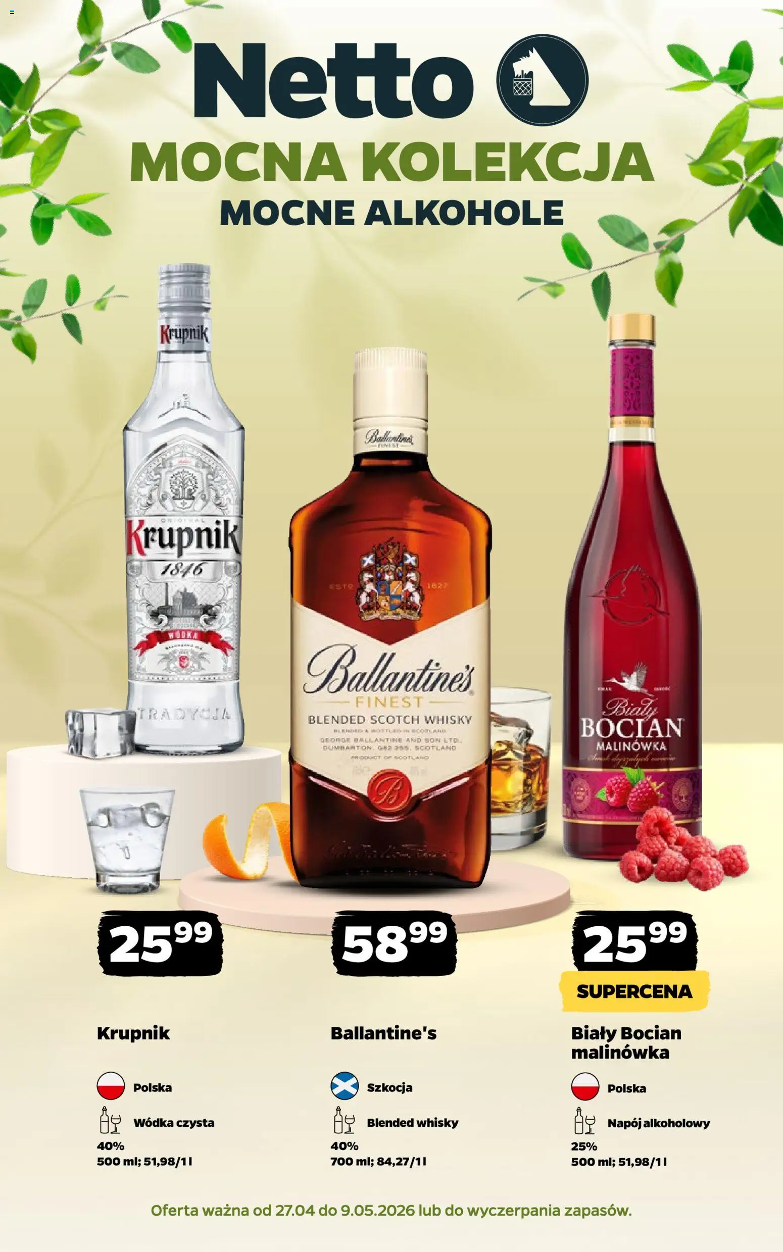 Netto gazetka - Alkohole mocne od 27.04.2026 | Strona: 1 | Produkty: Wódka, Whisky