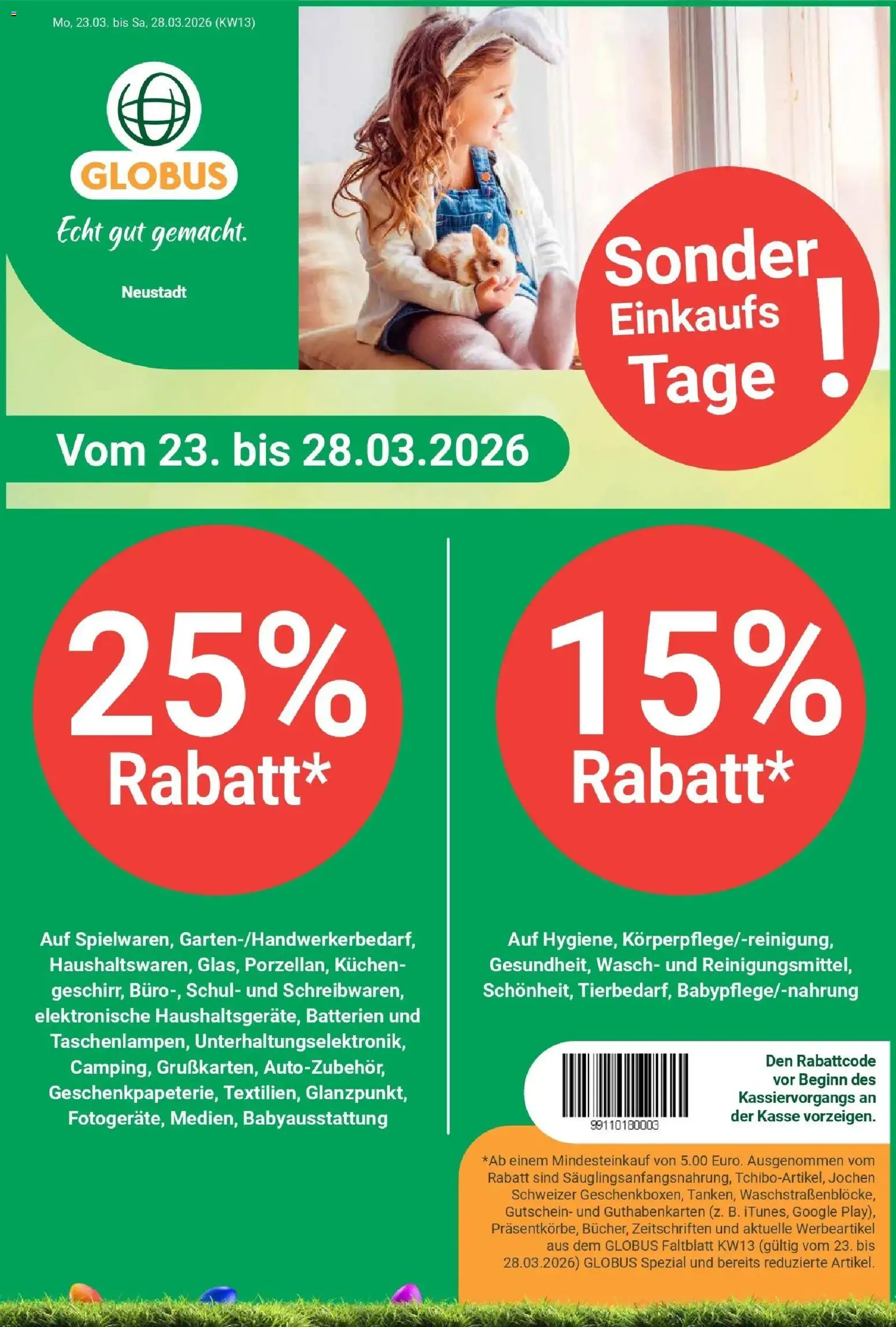 Globus prospekt Neustadt	 – gültig ab 23.03.2026 | Seite: 1 | Produkte: Batterien, Kuchen