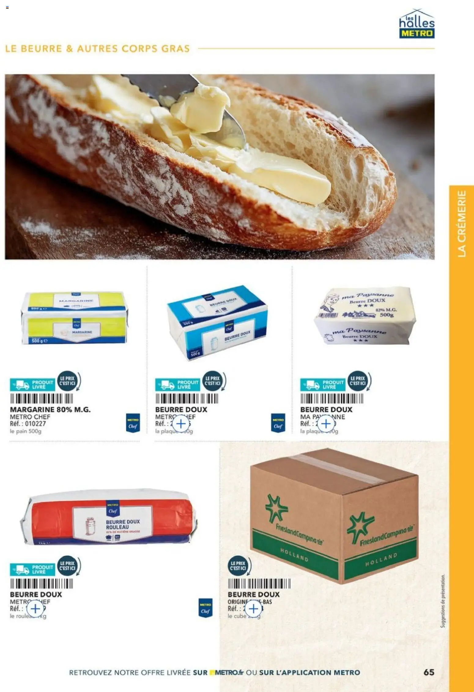 {H1} | Page: 65 | Produits: Rouleau, Beurre, Pain, Beurre doux