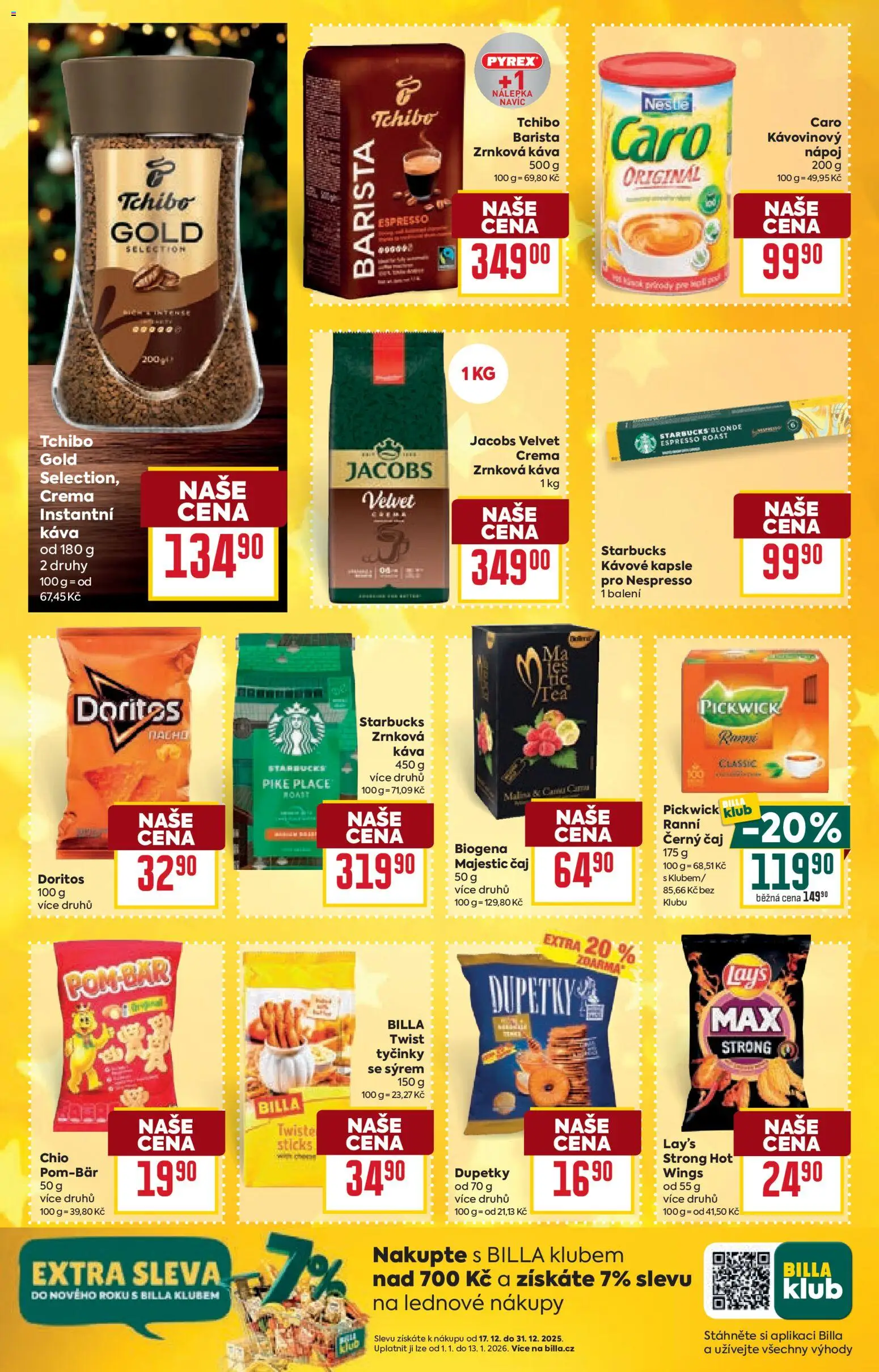 Billa Velký leták od 17.12.2025 | Strana: 34 | Produkty: Čaj, Velvet, Crema, Jacobs velvet