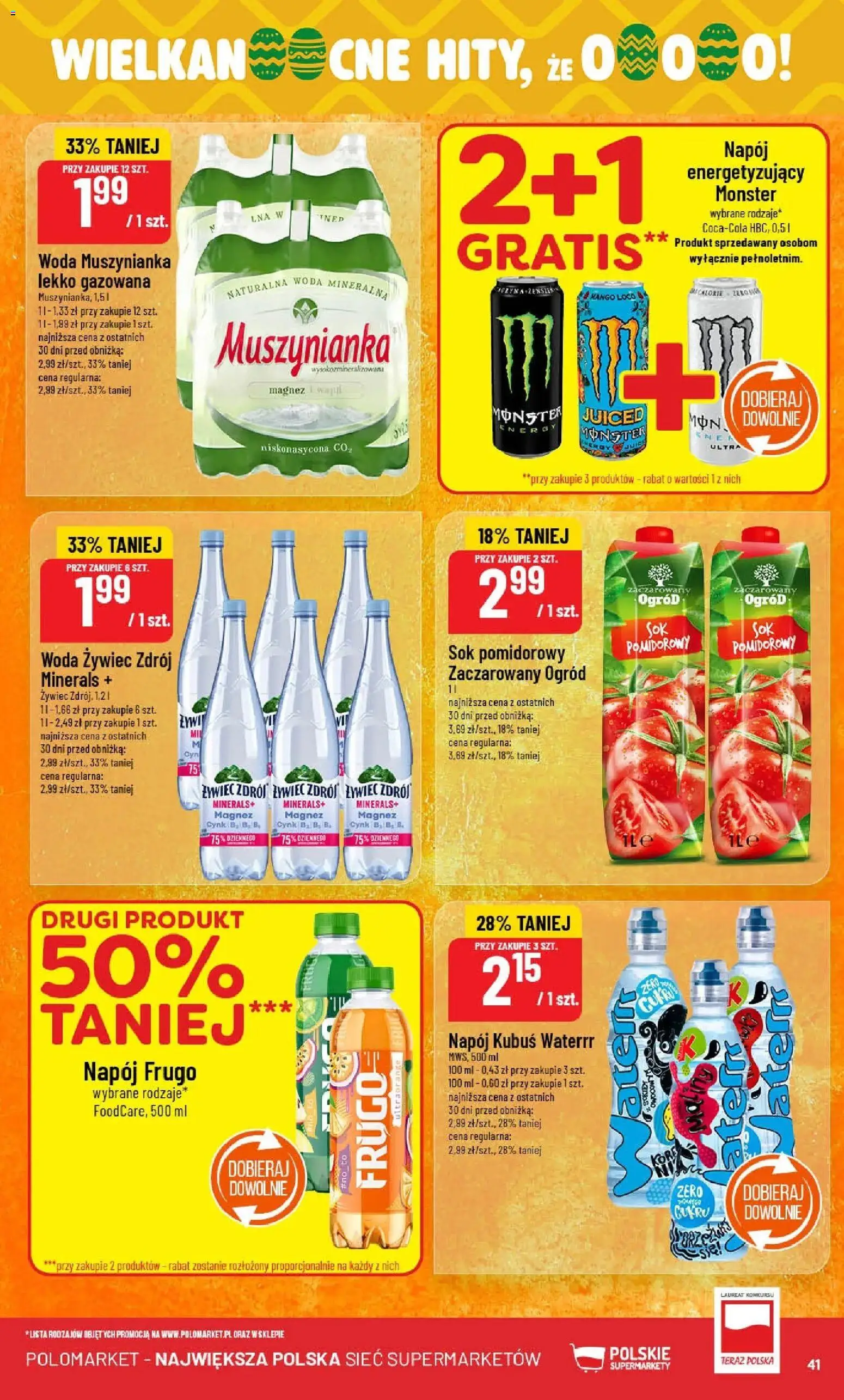 POLOmarket gazetka od 04.03.2026 | Strona: 41 | Produkty: Woda żywiec, Muszynianka, Sok, Woda