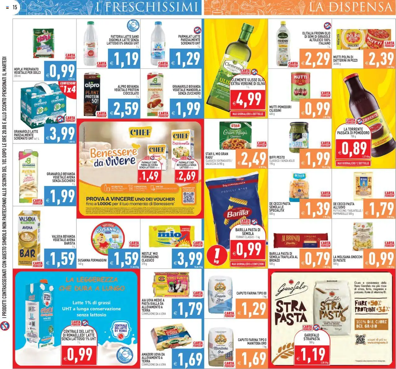 Volantino PIM Supermercati del 08.10.2025 | Pagina: 15 | Prodotti: Cioccolato, Patate, Olio, Fettuccine