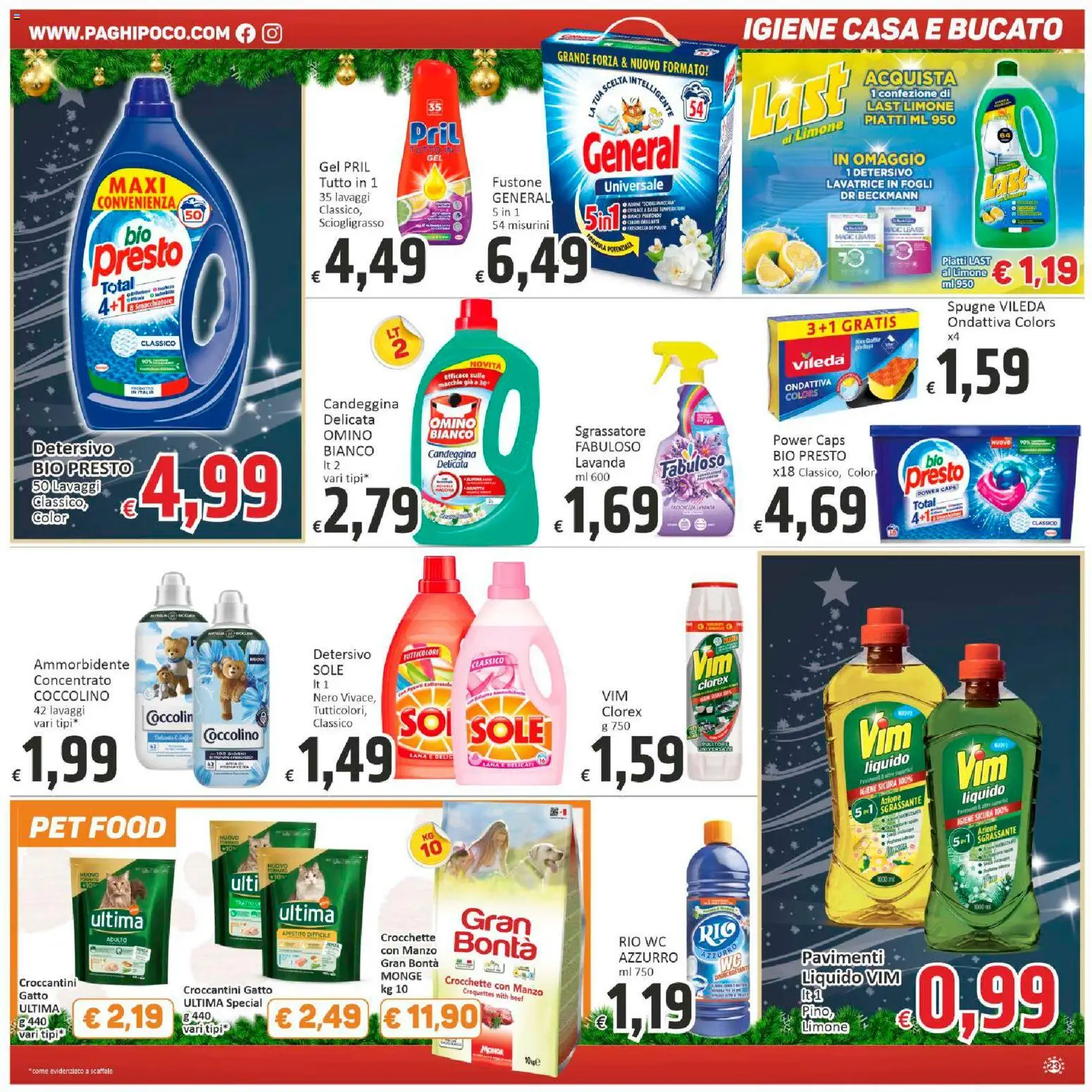Volantino Paghi Poco del 11.12.2025 | Pagina: 23 | Prodotti: Ammorbidente, Manzo, Sgrassatore, Scaffale