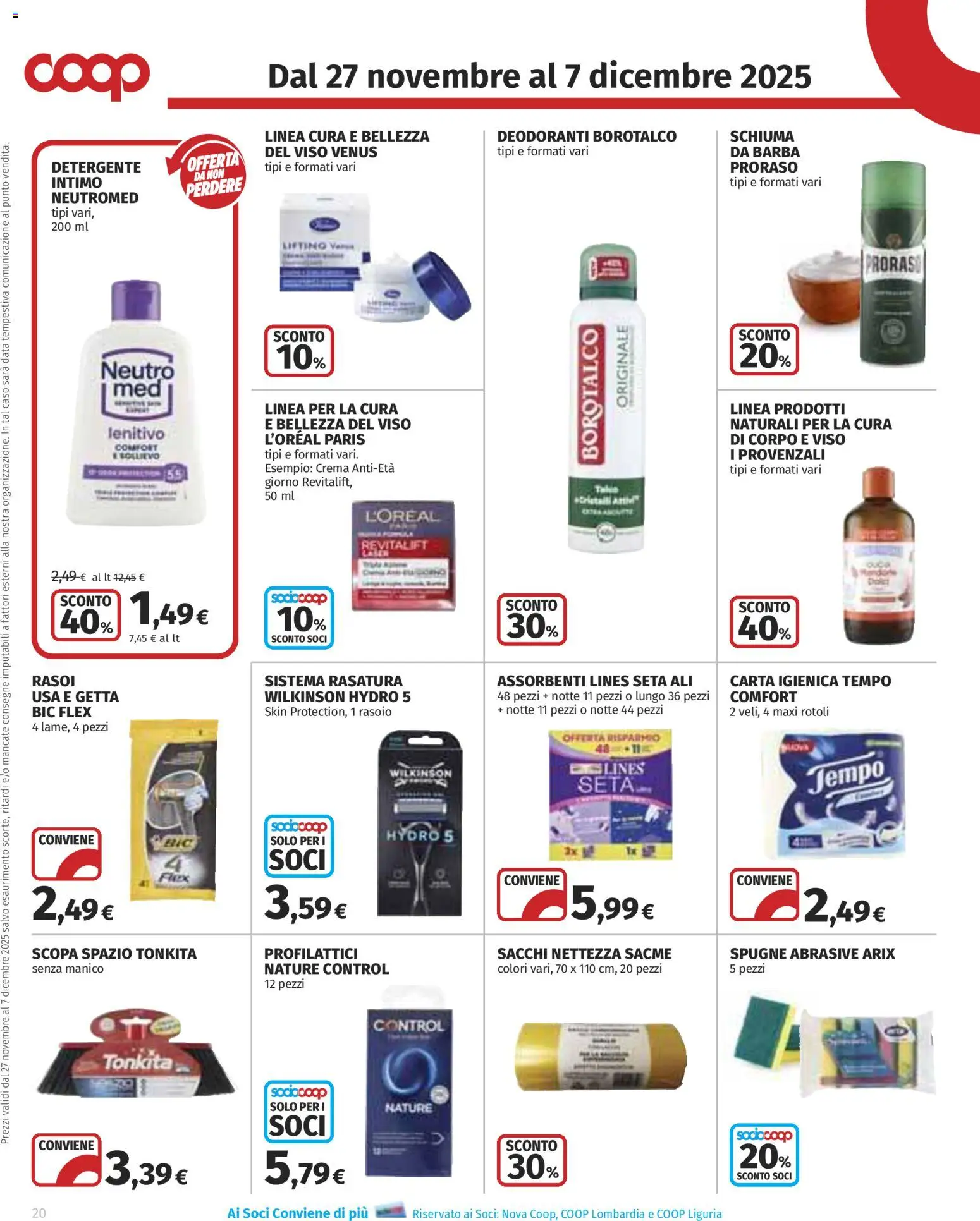 Volantino COOP del 27.11.2025 | Pagina: 20 | Prodotti: Detergente, Mandorle, Data, Scopa