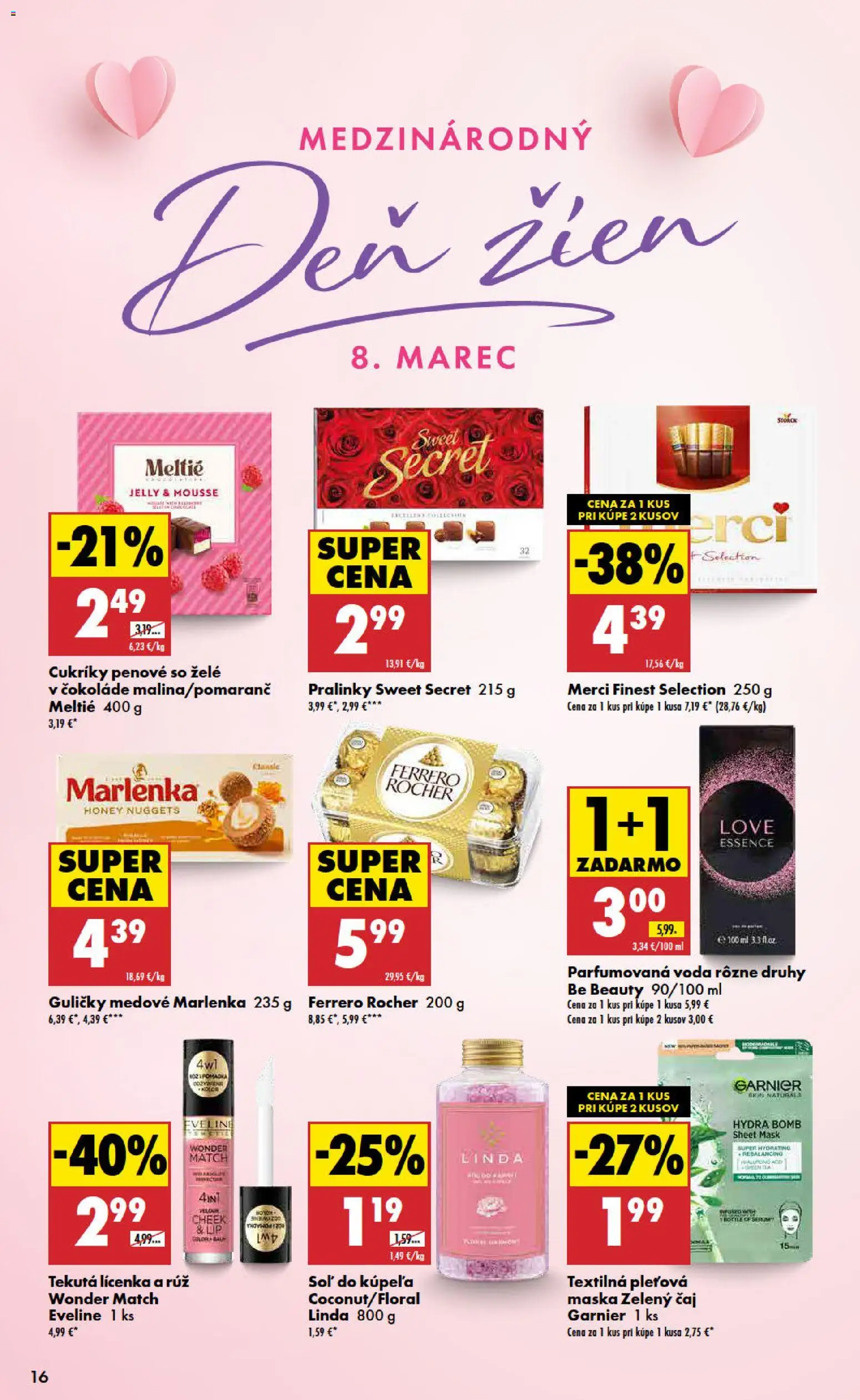 Nové Biedronka akcie – leták je platný od 05.03.2026 | Strana: 16 | Produkty: Lícenka, Cukríky, Marlenka, Ferrero Rocher