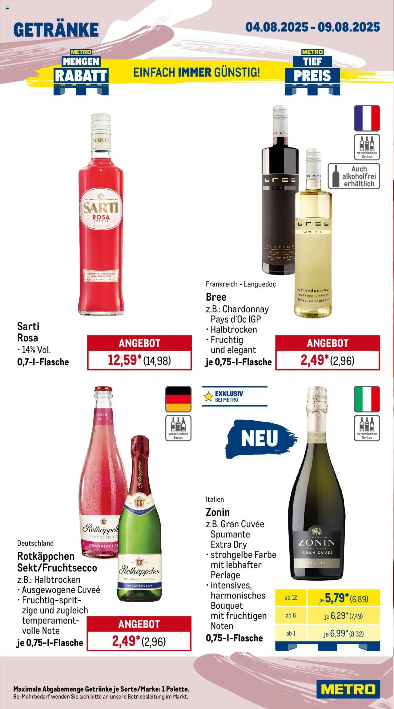 Metro Prospekt 	 - gültig ab dem 04.08.2025 | Seite: 14 | Produkte: Granatapfel, Merlot, Bree, Rotkäppchen