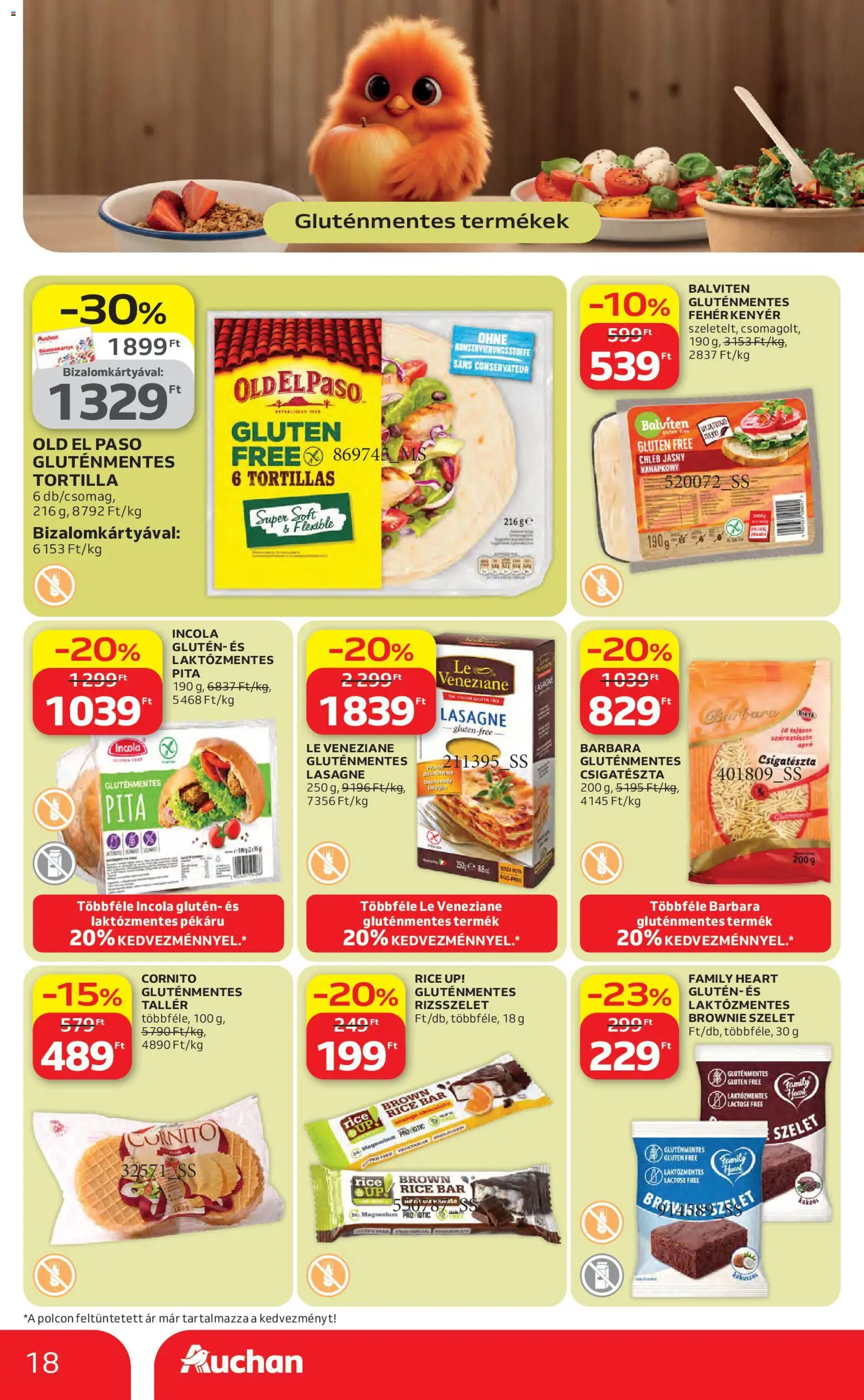 Auchan akciós ujság - amely érvényes a következő dátumtól: 16.04.2026 | Oldal: 18 | Termékek: Pita, Lasagne, Száraztészta, Brownie