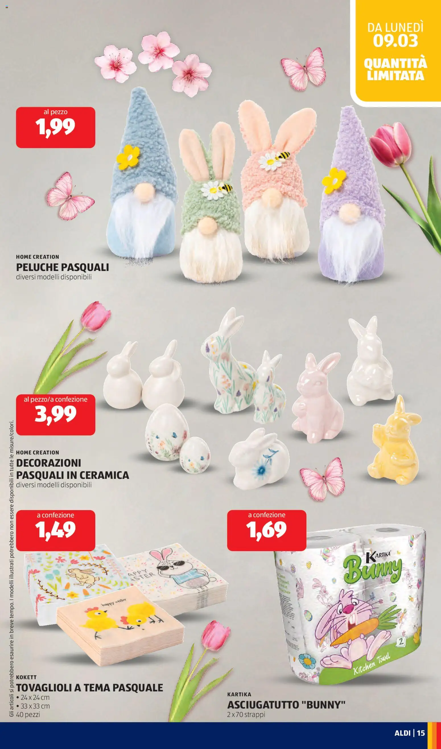 Volantino Aldi del 09.03.2026 | Pagina: 15 | Prodotti: Peluche, Asciugatutto, Decorazioni