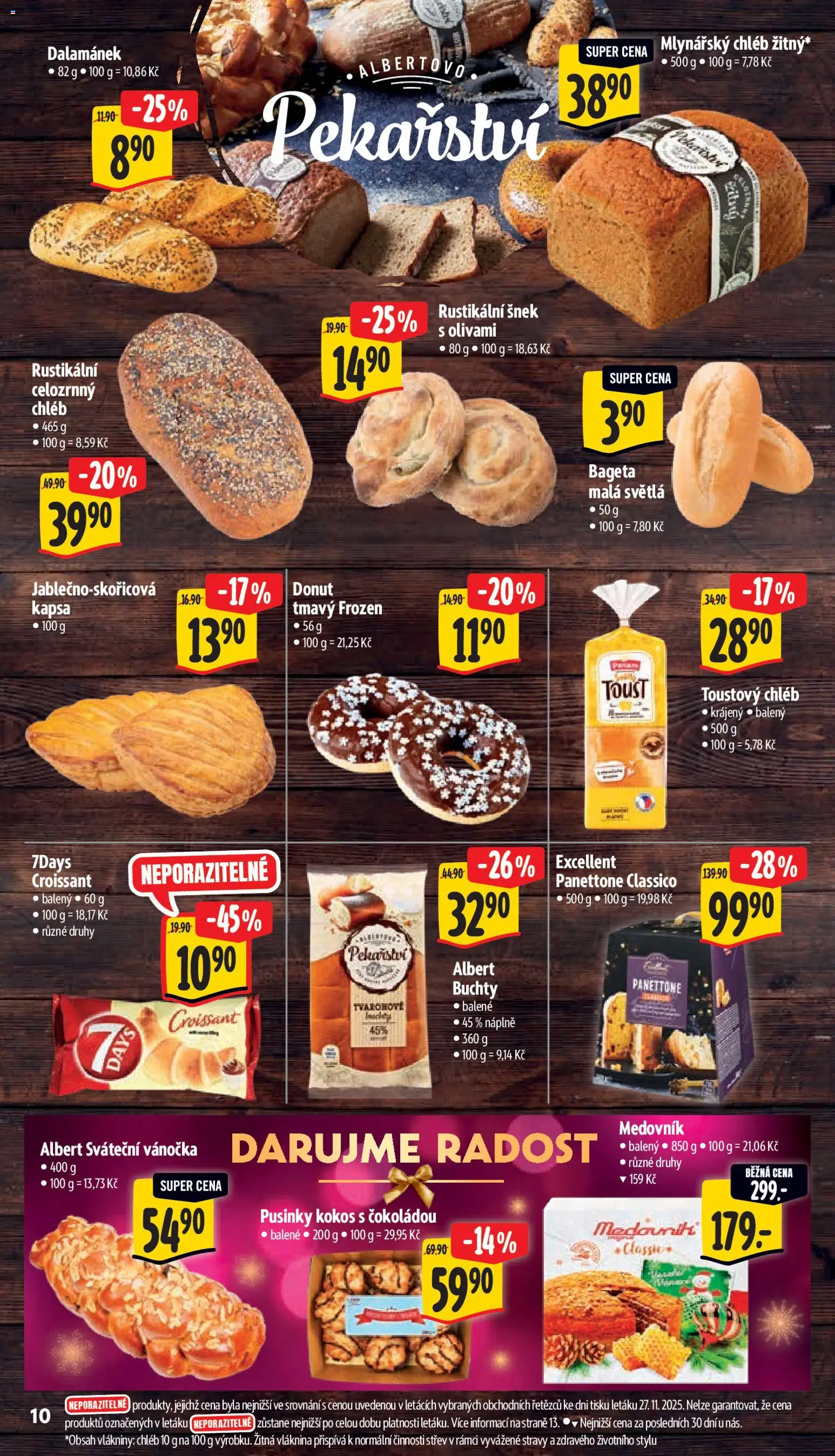Albert leták - Supermarket od 03.12.2025 | Strana: 17 | Produkty: Donut, Panettone, Vánočka, Toustový chléb