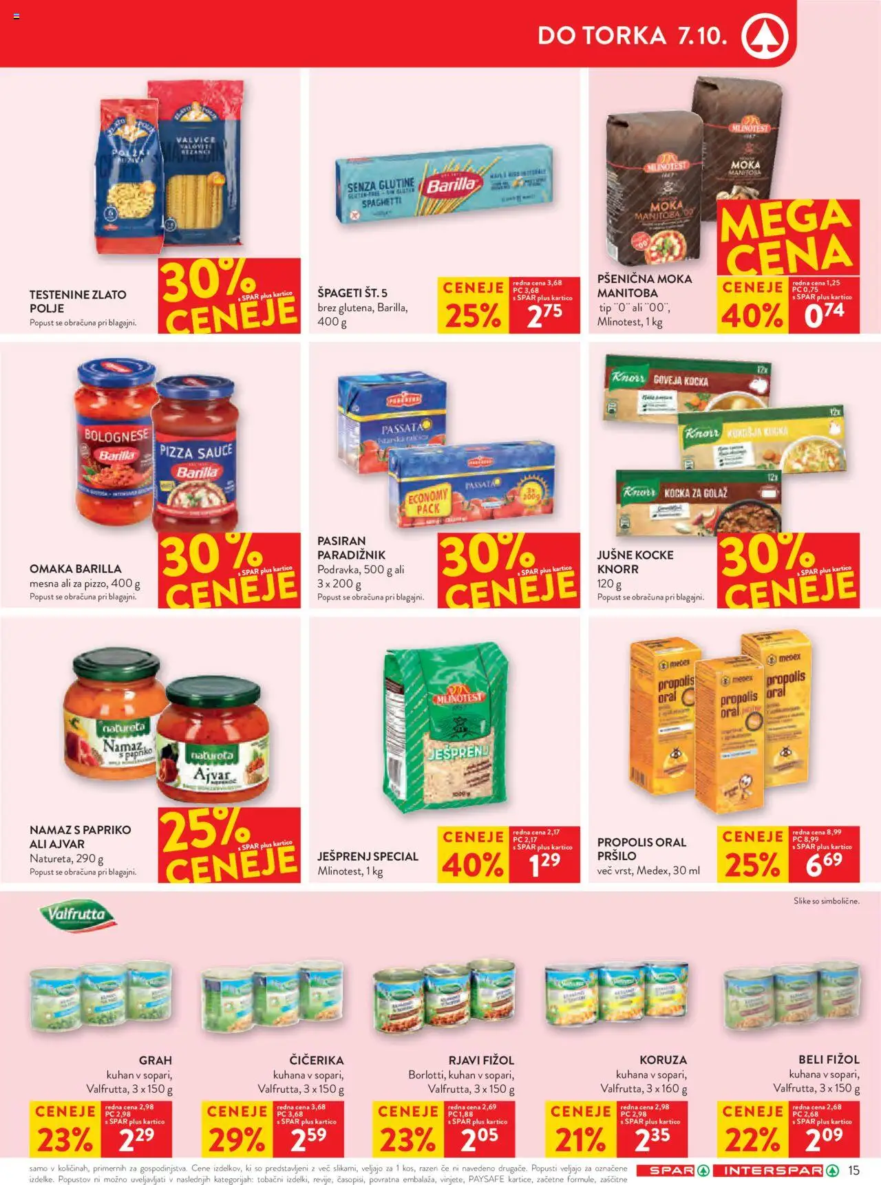 Novi Spar katalog ponudbe – veljaven od 01.10.2025 | Stran: 19 | Izdelki: Koruza, Moka, Ajvar, Testenine