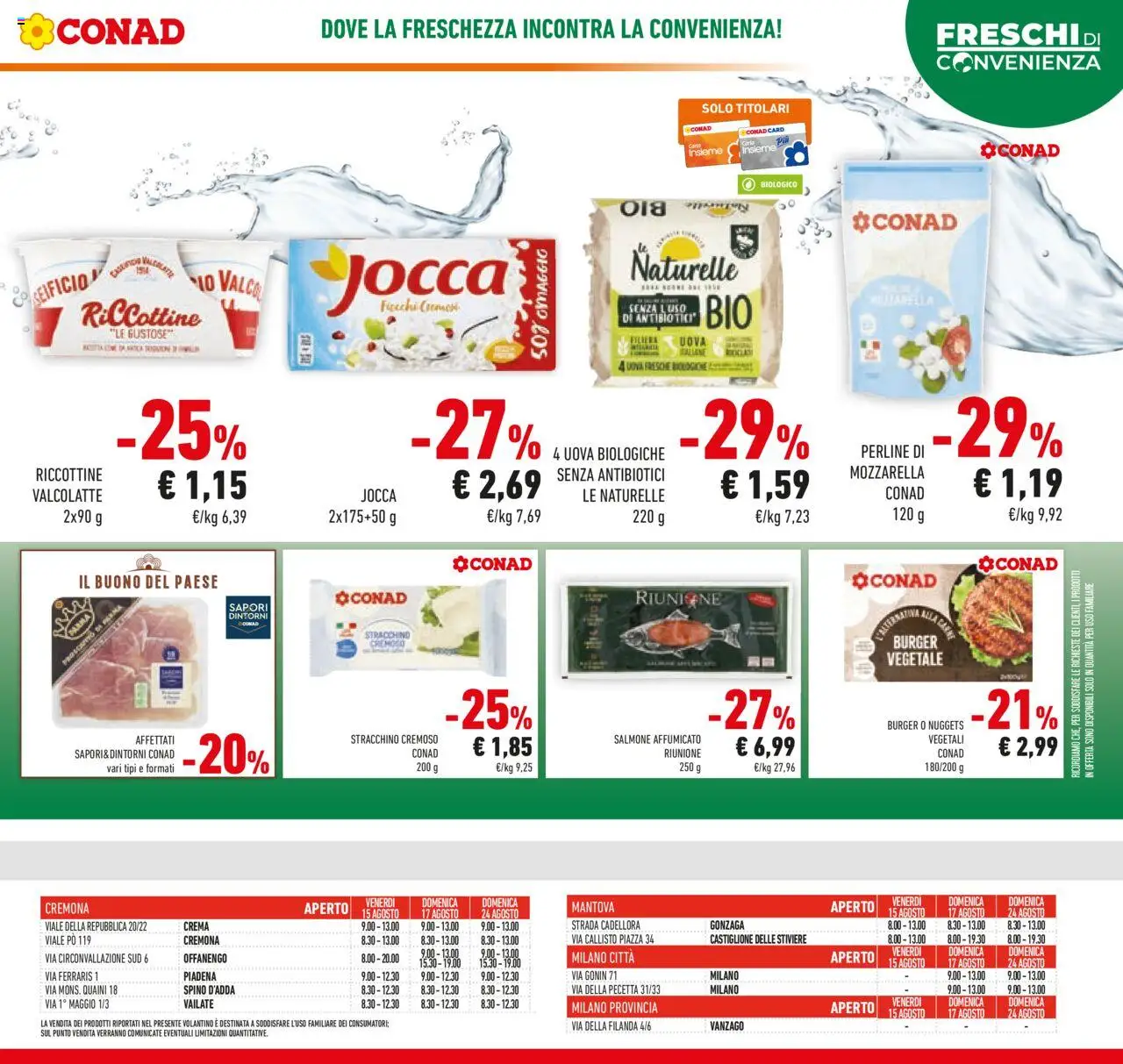 Volantino Conad del 13.08.2025 | Pagina: 13 | Prodotti: Salmone affumicato, Uova, Nuggets, Stracchino