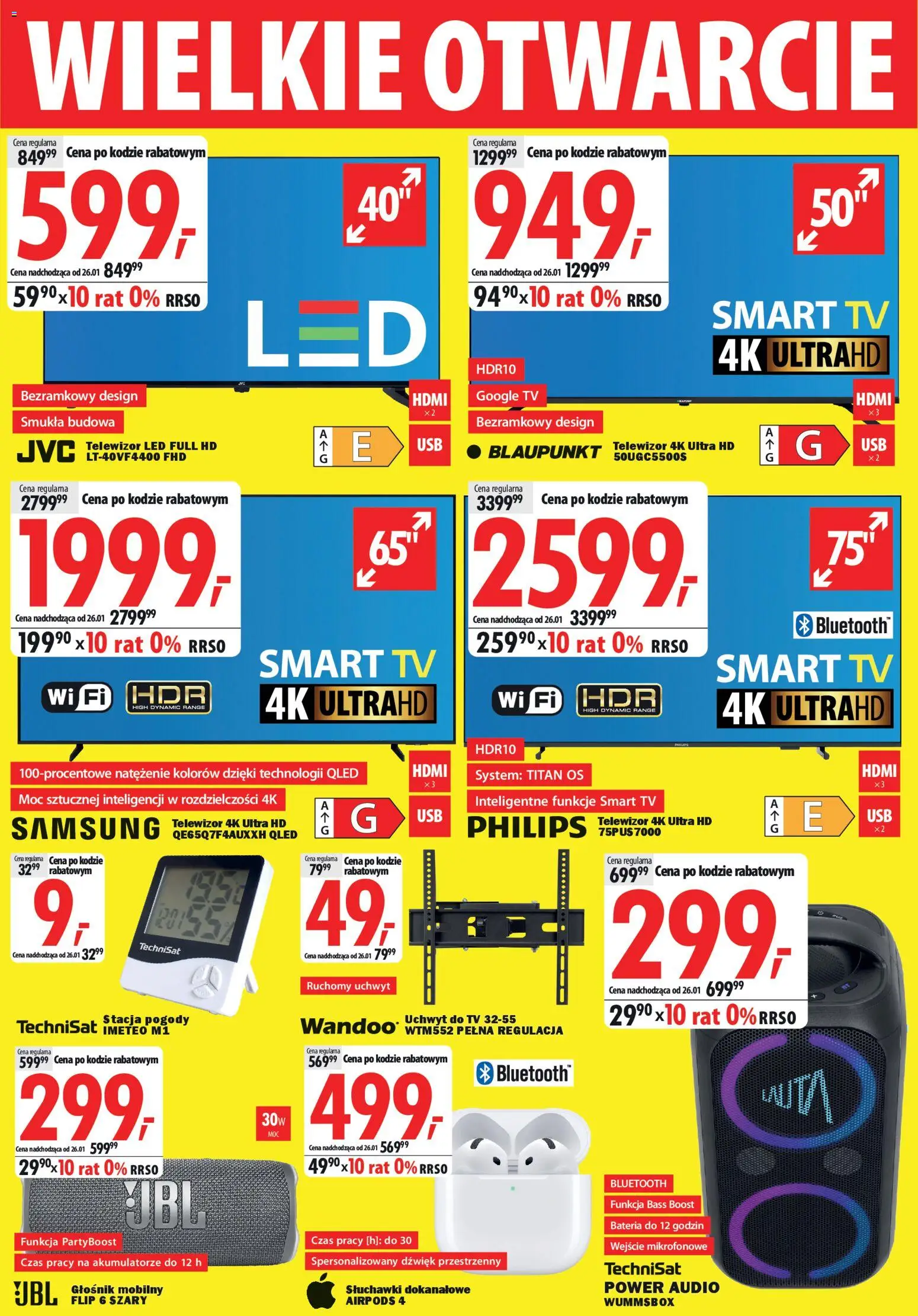 Mediaexpert Gazetka - Wielkie otwarcie Warszawa od 15.01.2026 | Strona: 2 | Produkty: Telewizor, Audio, Słuchawki, Głośnik