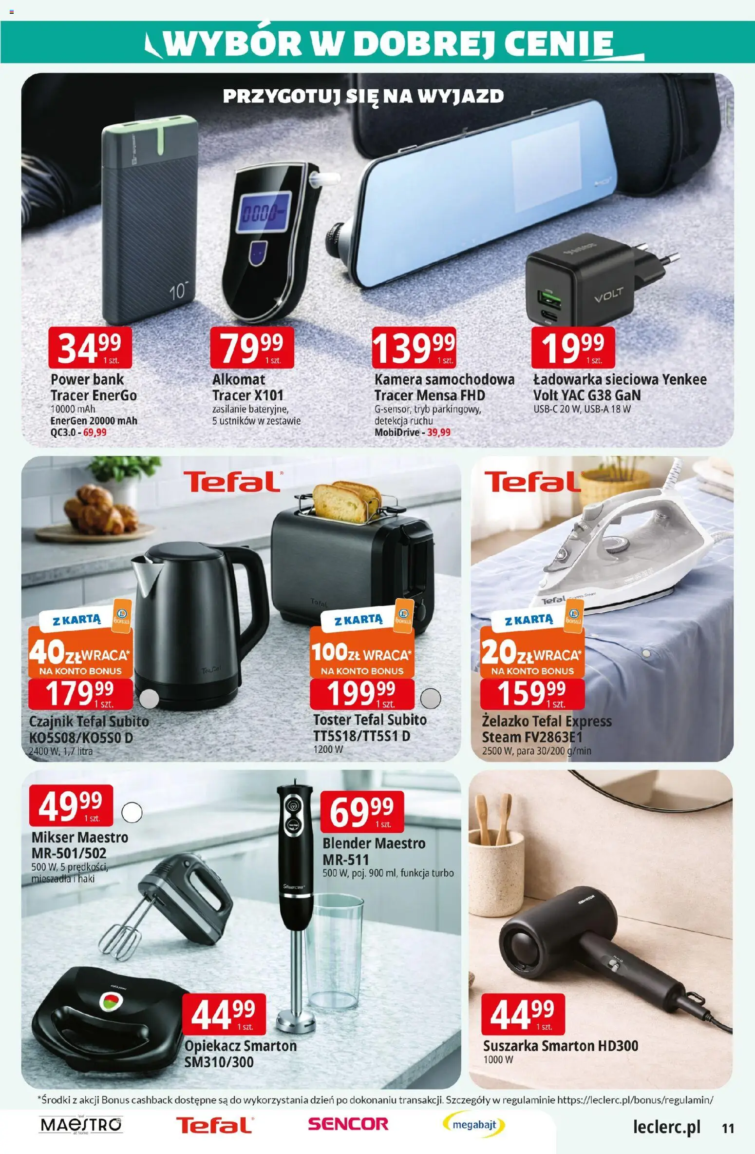E.Leclerc gazetka - Zamość od 10.03.2026 | Strona: 11 | Produkty: Karta, Mikser, Toster, Tefal