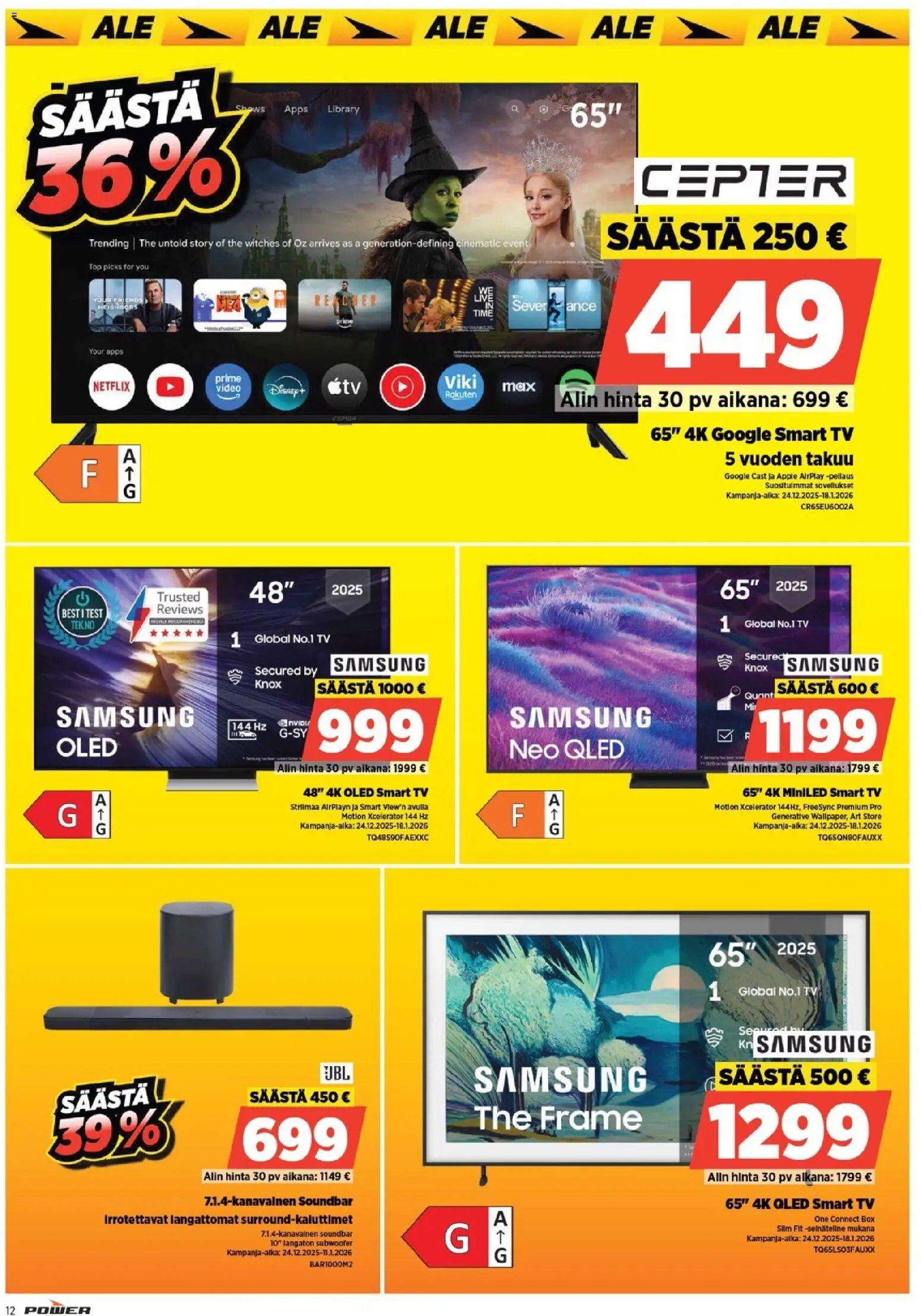 Power tarjoukset – voimassa 24.12.2025 alkaen | Sivu: 14 | Tuotteet: Soundbar, TV, Video
