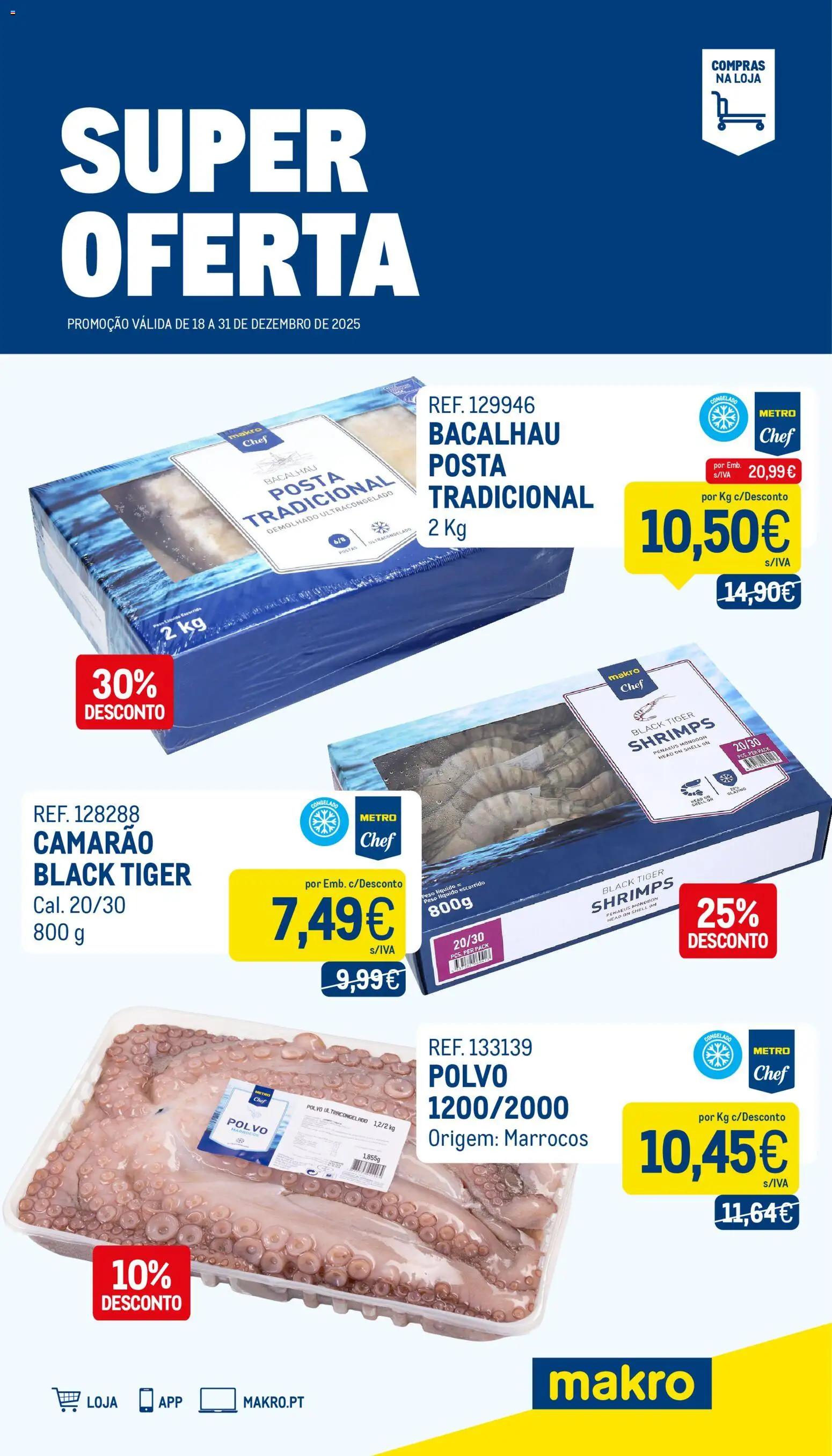 Makro folheto │ válido de 18.12.2025 | Página: 1 | Produtos: Bacalhau, Polvo, Camarão