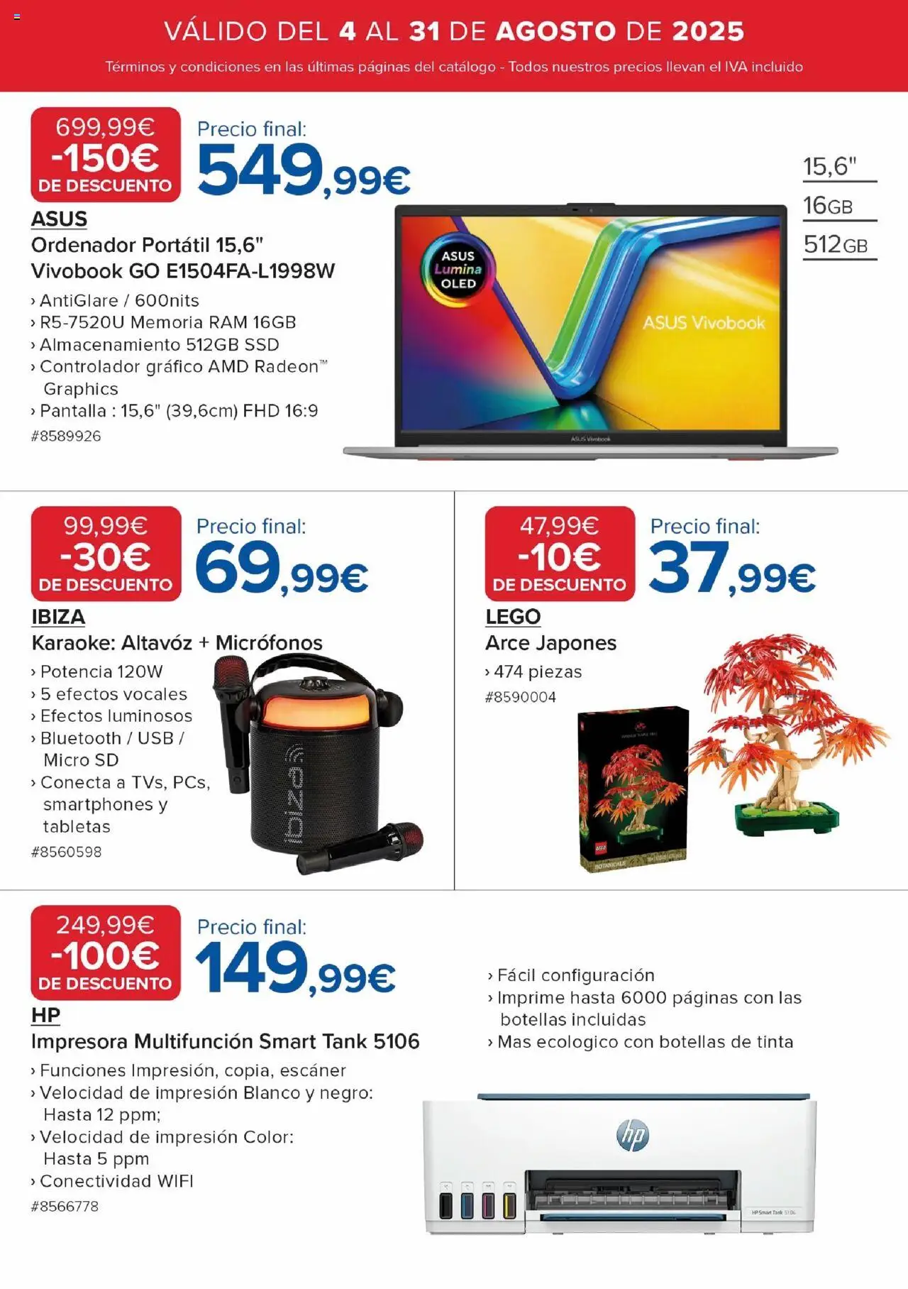 Costco catálogo │ válido desde el 04.08.2025 | Página: 4 | Productos: Ordenador, Impresora, Altavoz, USB