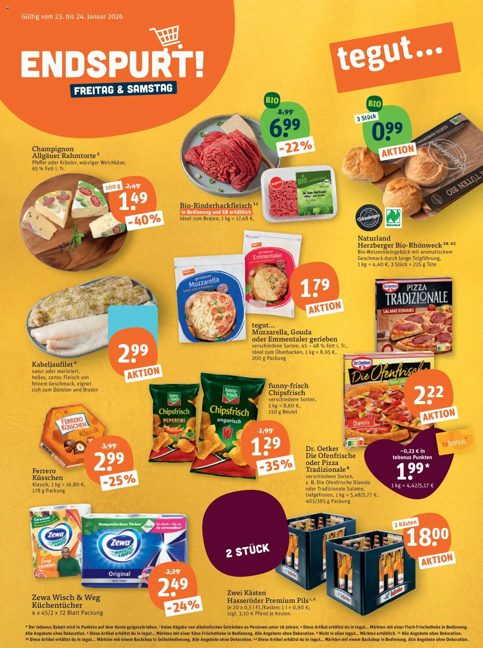 Tegut Prospekt – gültig ab 19.01.2026 | Seite: 1 | Produkte: Funny frisch, Zewa, Pfeffer, Hasseröder