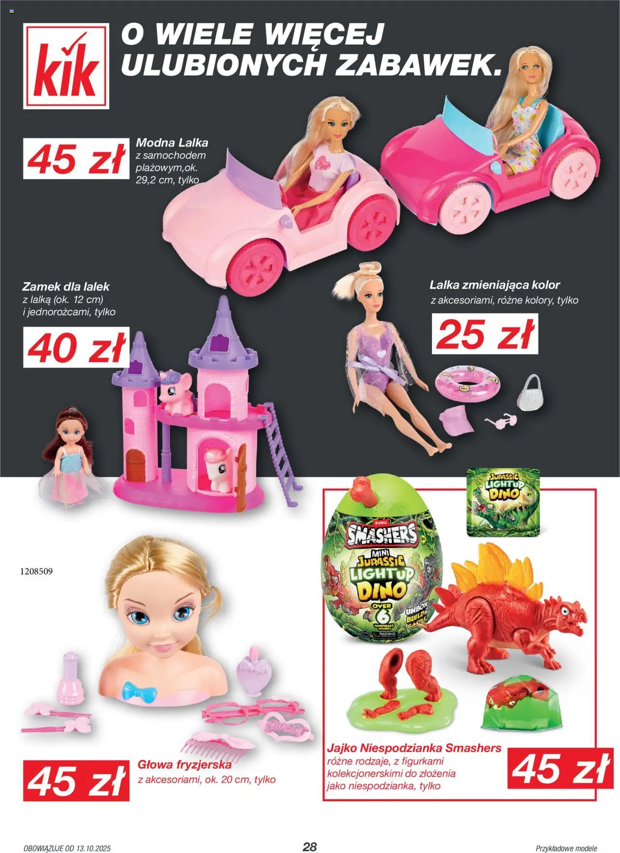 Kik Gazetka od 13.10.2025 | Strona: 28 | Produkty: Lalka, Jajko niespodzianka