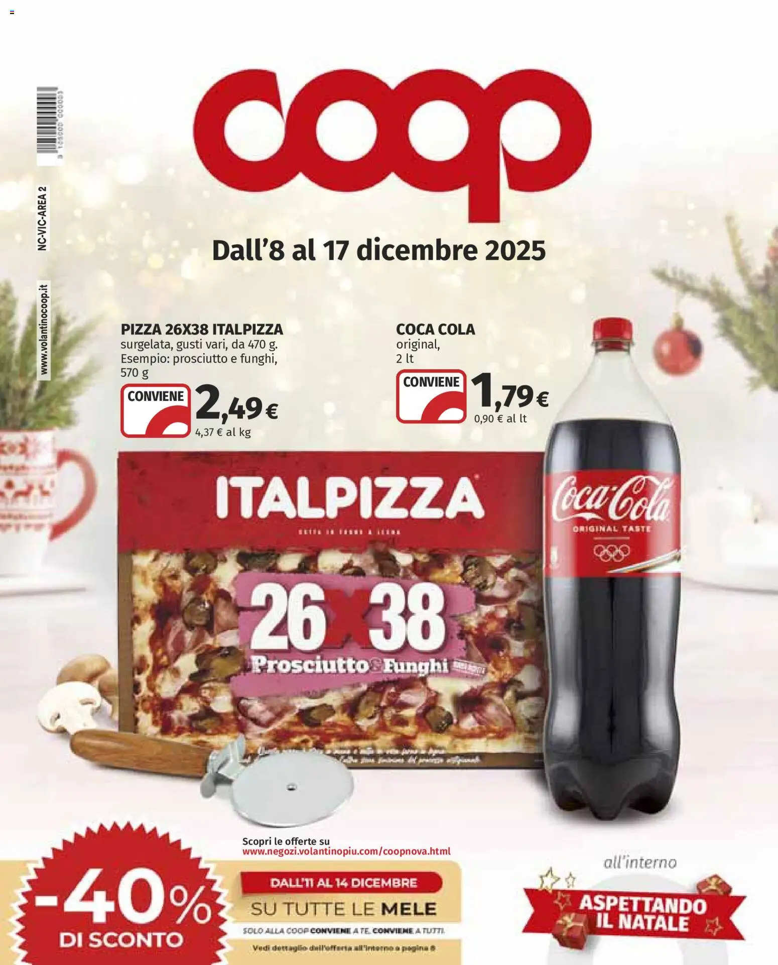 Volantino COOP del 08.12.2025 | Pagina: 1 | Prodotti: Pizza, Mele, Tè, Coca Cola