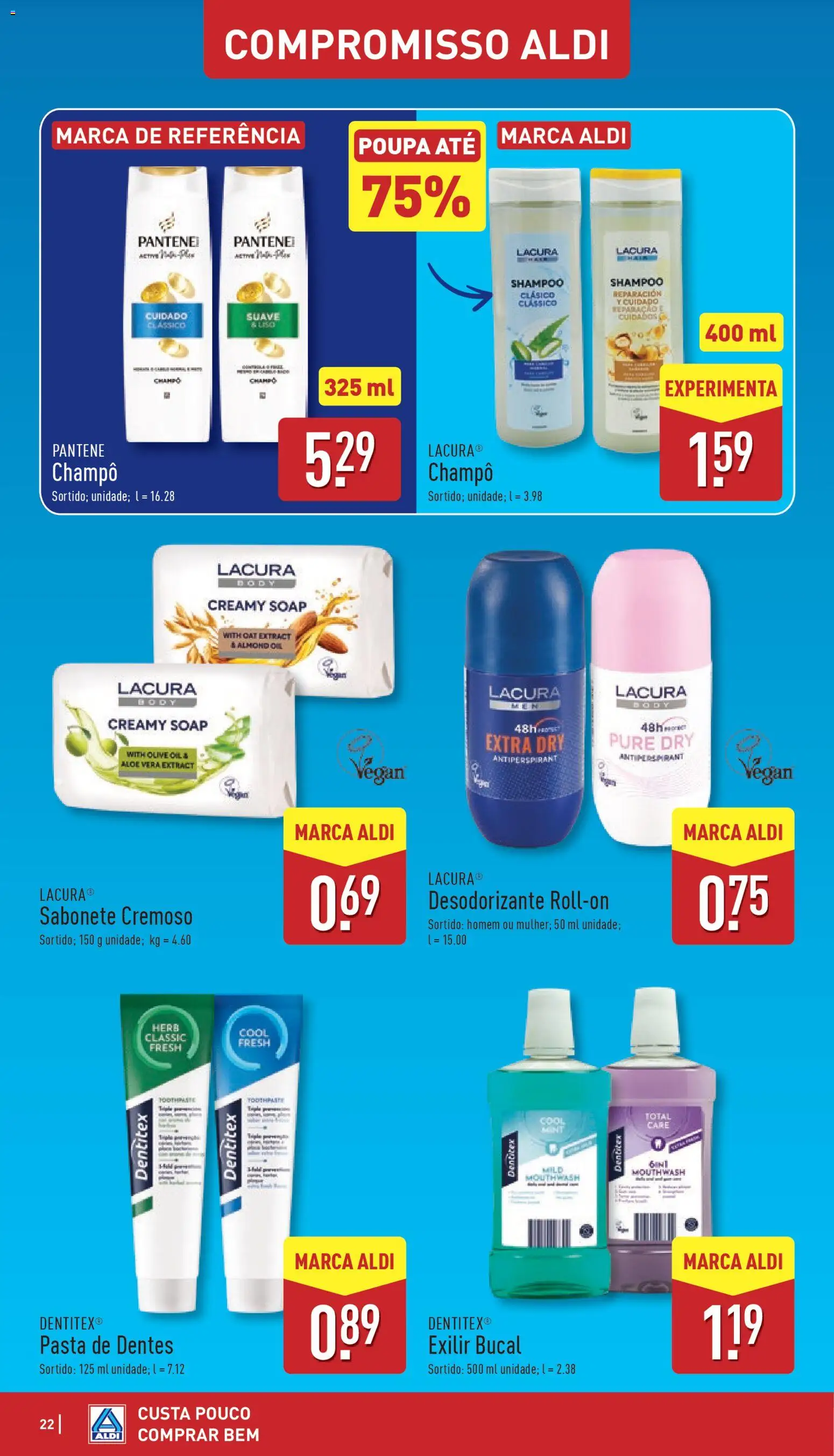 Aldi folheto │ válido de 05.01.2026 | Página: 22 | Produtos: Shampoo, Desodorizante, Pasta de dentes, Sabonete