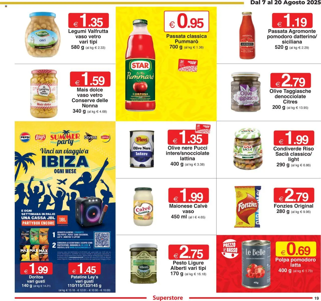 Volantino Sì con Te del 07.08.2025 | Pagina: 19 | Prodotti: Riso, Ceci, Maionese, Pepsi