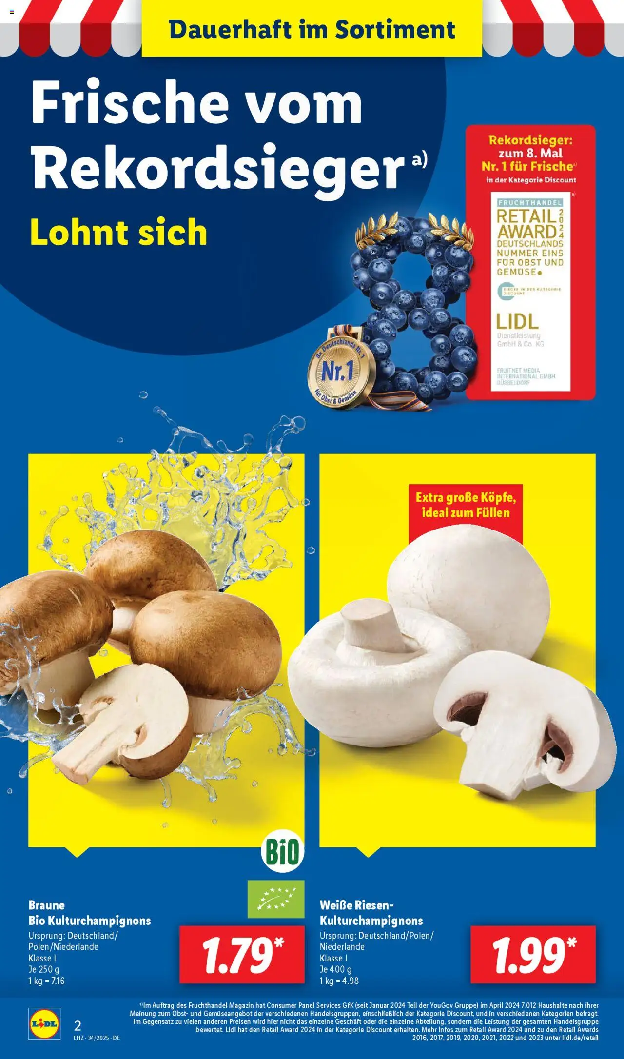 Lidl Prospekt 	 - gültig ab dem 18.08.2025 | Seite: 2 | Produkte: Gemüse, Obst