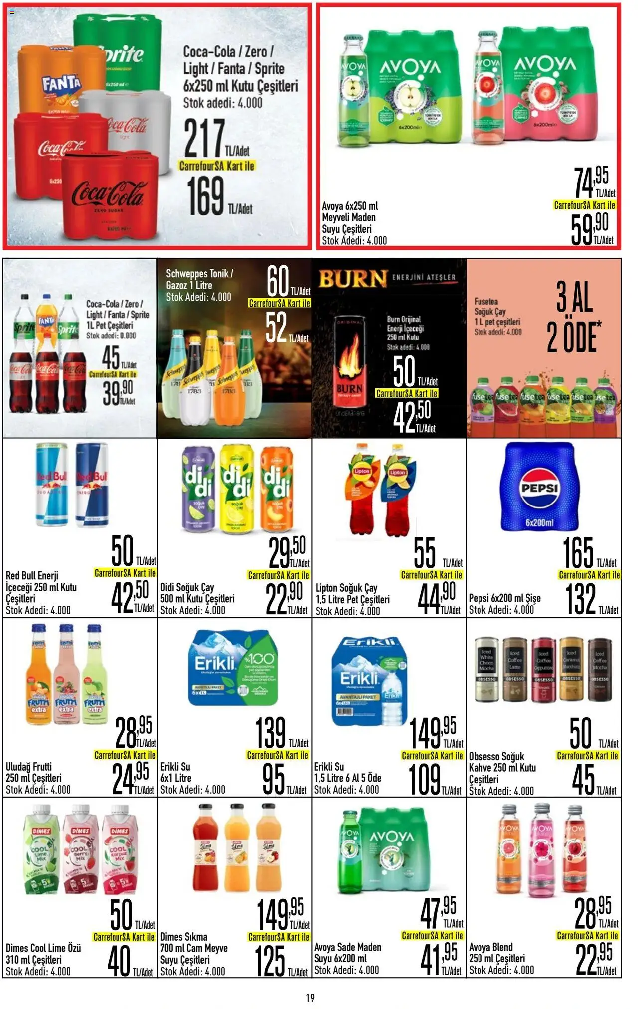 CarrefourSA Katalog - 01.08.2025 tarihinden itibaren geçerlidir | Sayfa: 19 | Ürünler: Fuse tea, Su, Enerji içeceği, Fanta