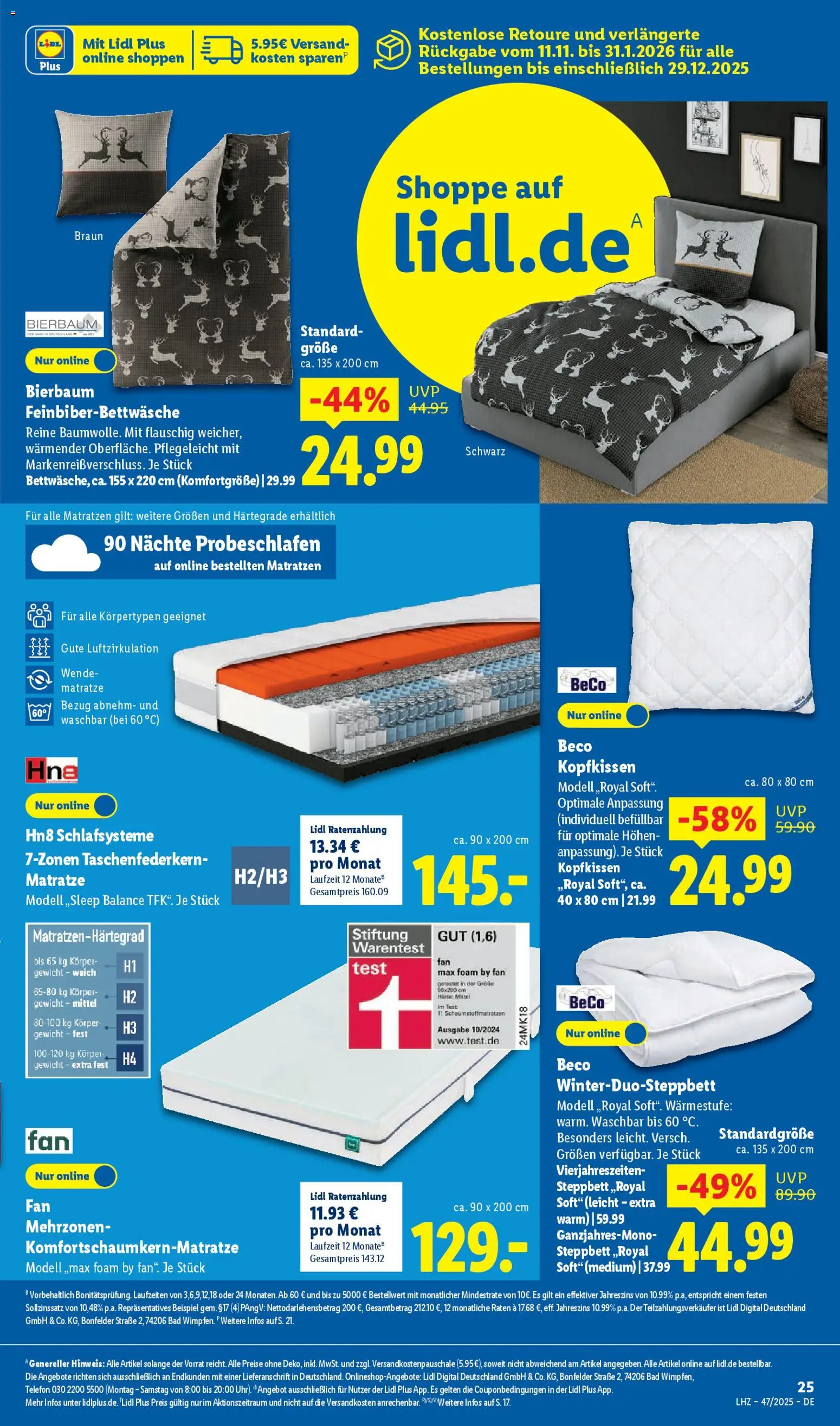 Lidl Prospekt Aarbergen – gültig ab 17.11.2025 | Seite: 39 | Produkte: Matratze, Bad, Kopfkissen, Telefon