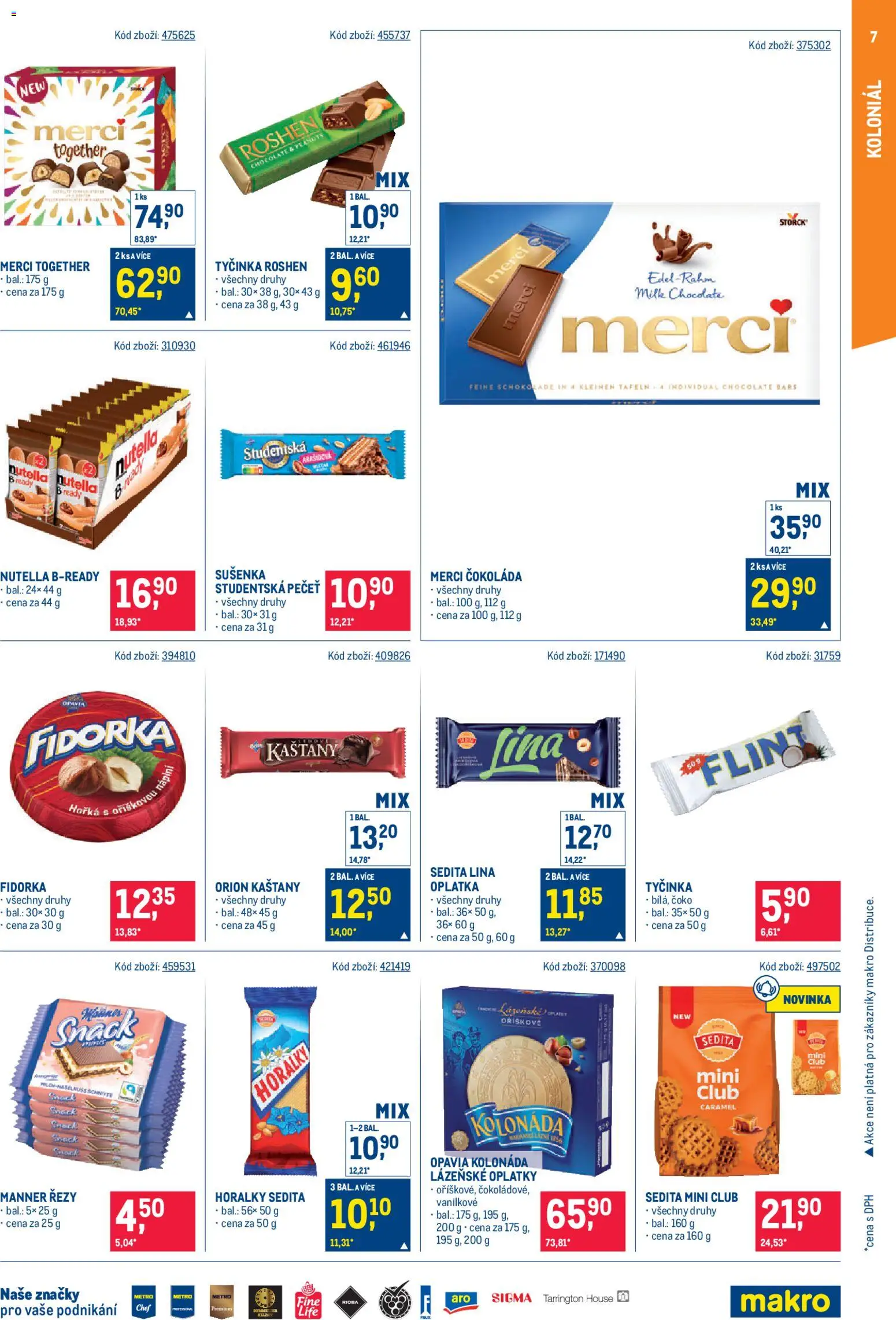 Makro leták - Maloobchod od 11.02.2026 | Strana: 7 | Produkty: Lina, Oplatky, Milk chocolate, Nutella