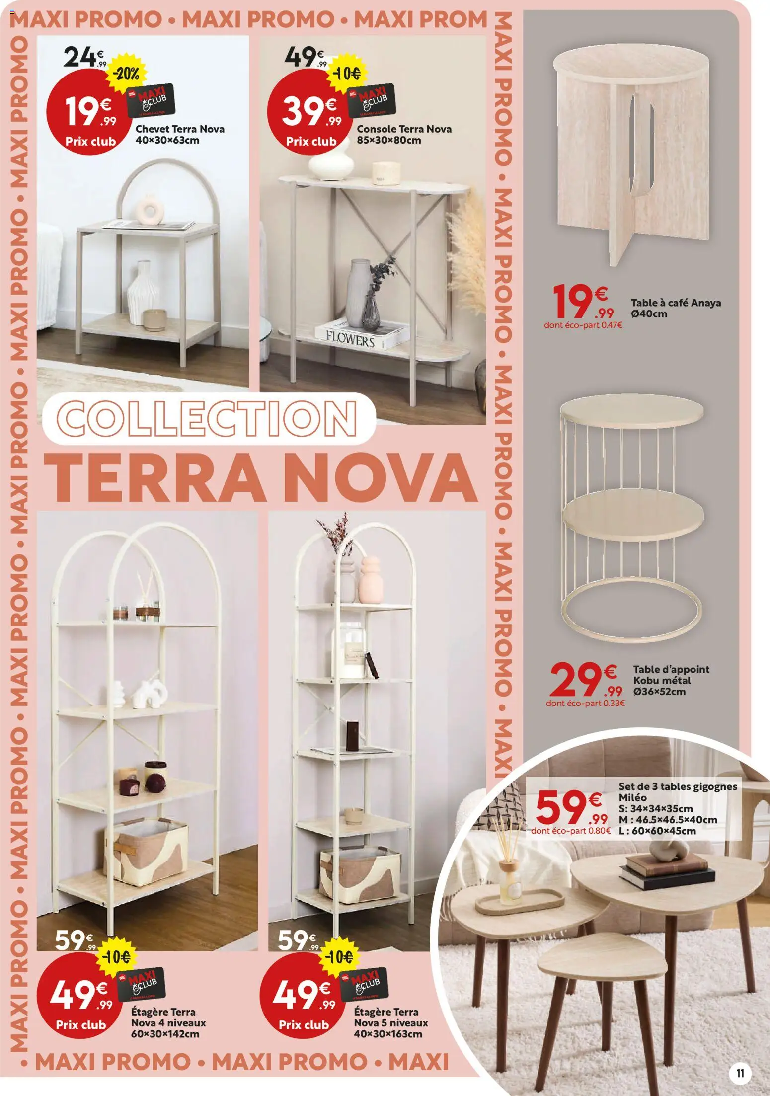 {H1} | Page: 11 | Produits: Étagère, Table, Café