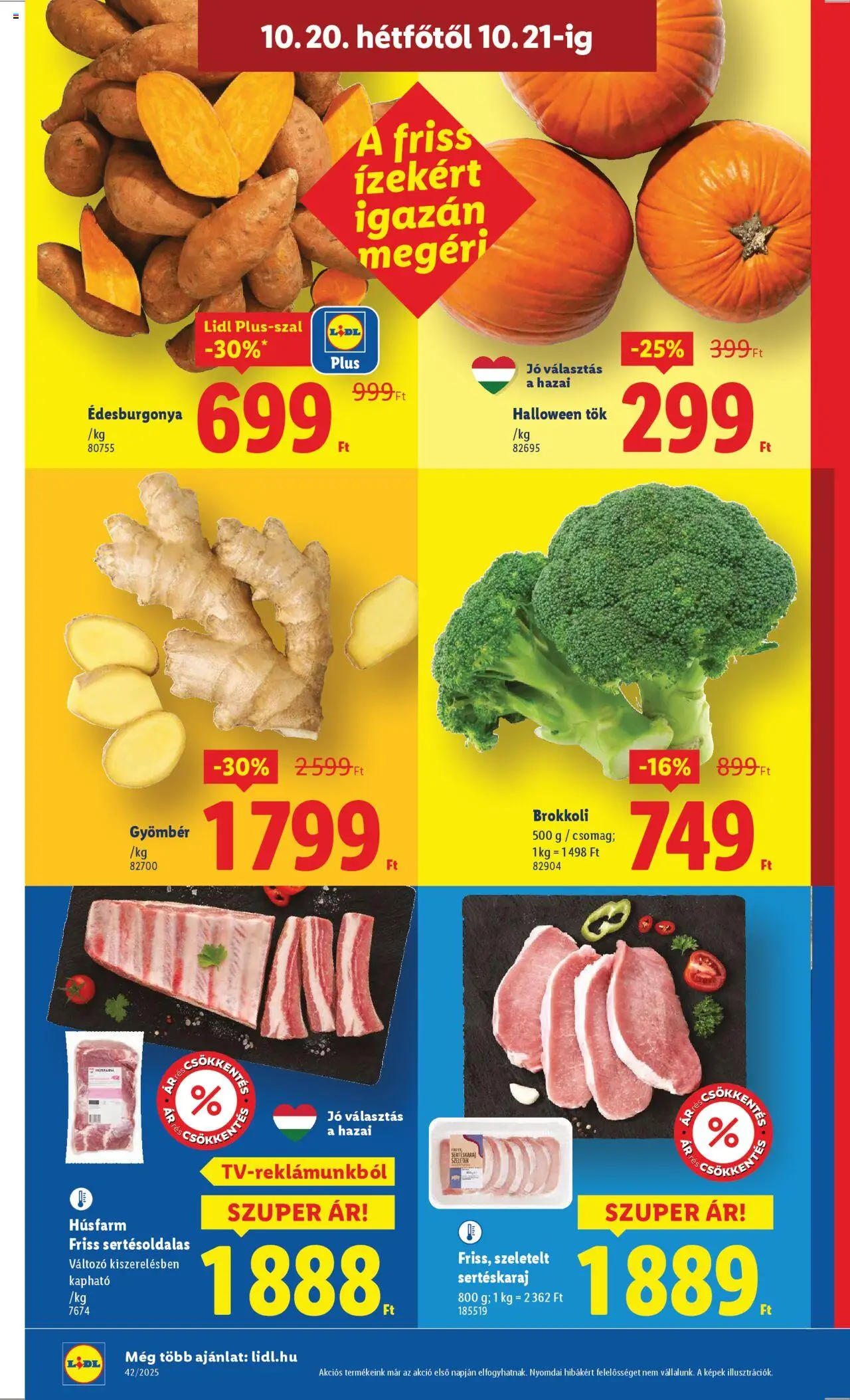 Lidl akciós ujság - amely érvényes a következő dátumtól: 16.10.2025 | Oldal: 52 | Termékek: Sertéskaraj, Édesburgonya, Halloween tök, Brokkoli