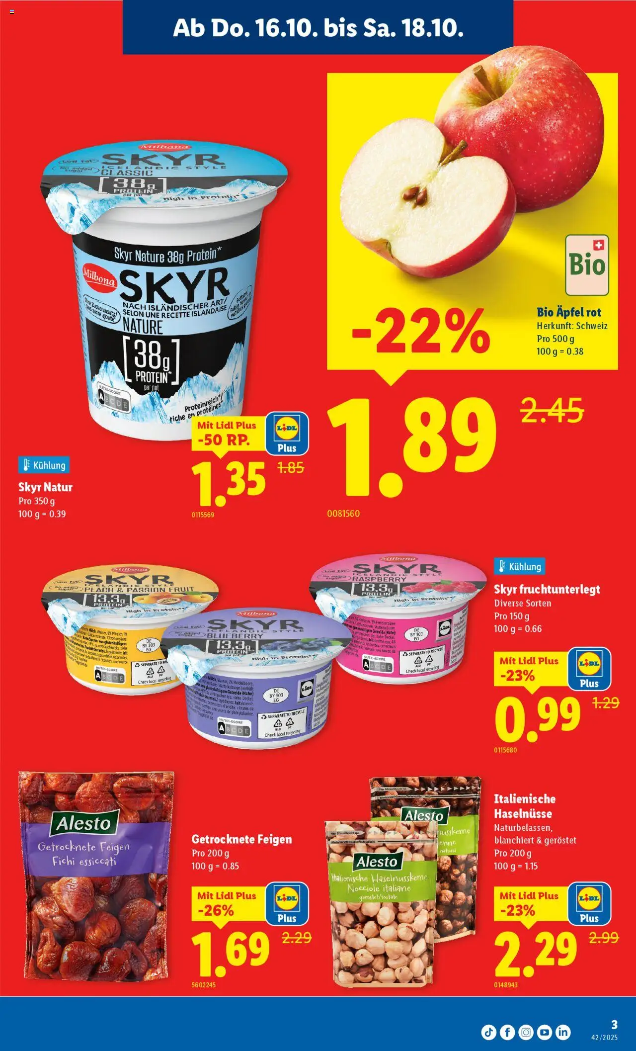 Lidl Aktionen – gültig ab 16.10.2025 | Seite: 3 | Produkte: Äpfel, Getreide