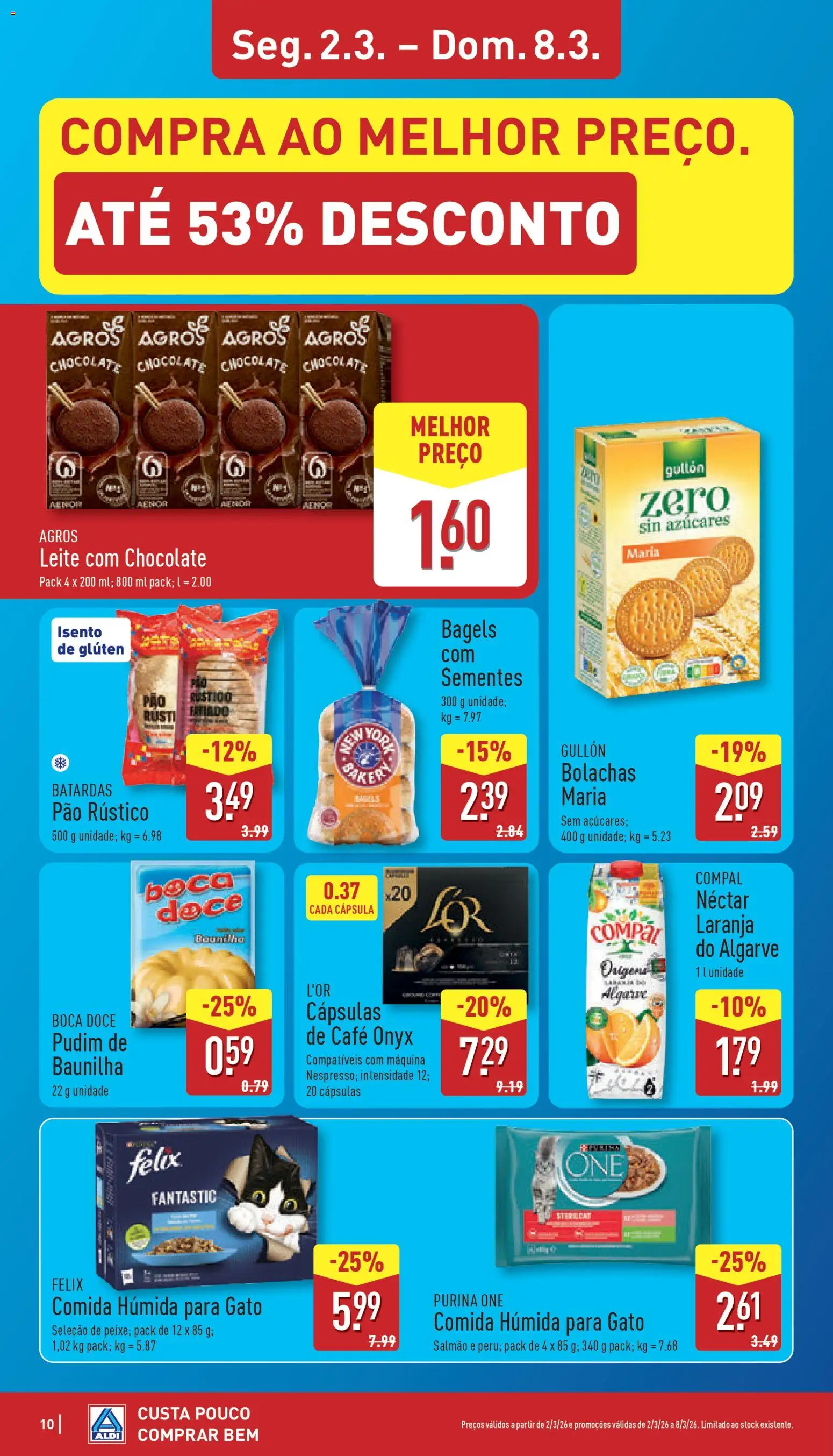 Aldi folheto │ válido de 02.03.2026 | Página: 10 | Produtos: Pudim, Salmão, Leite, Chocolate
