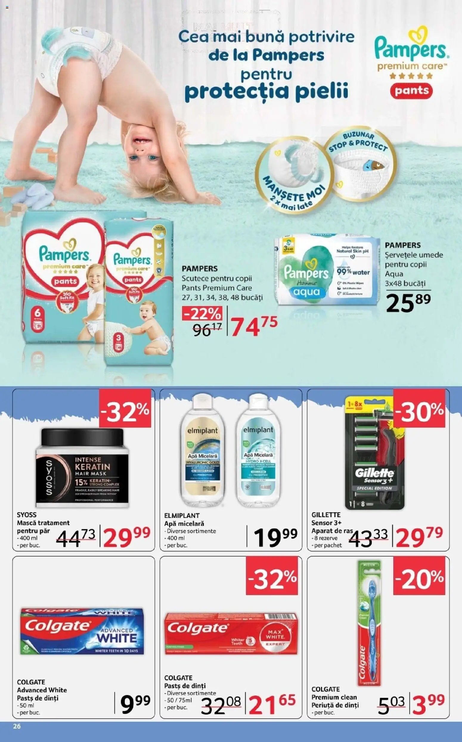 Noul catalog Selgros – valabil de la 20.02.2026 | Pagină: 26 | Produse: Apă micelară, Periuță de dinți, Scutece, Apă