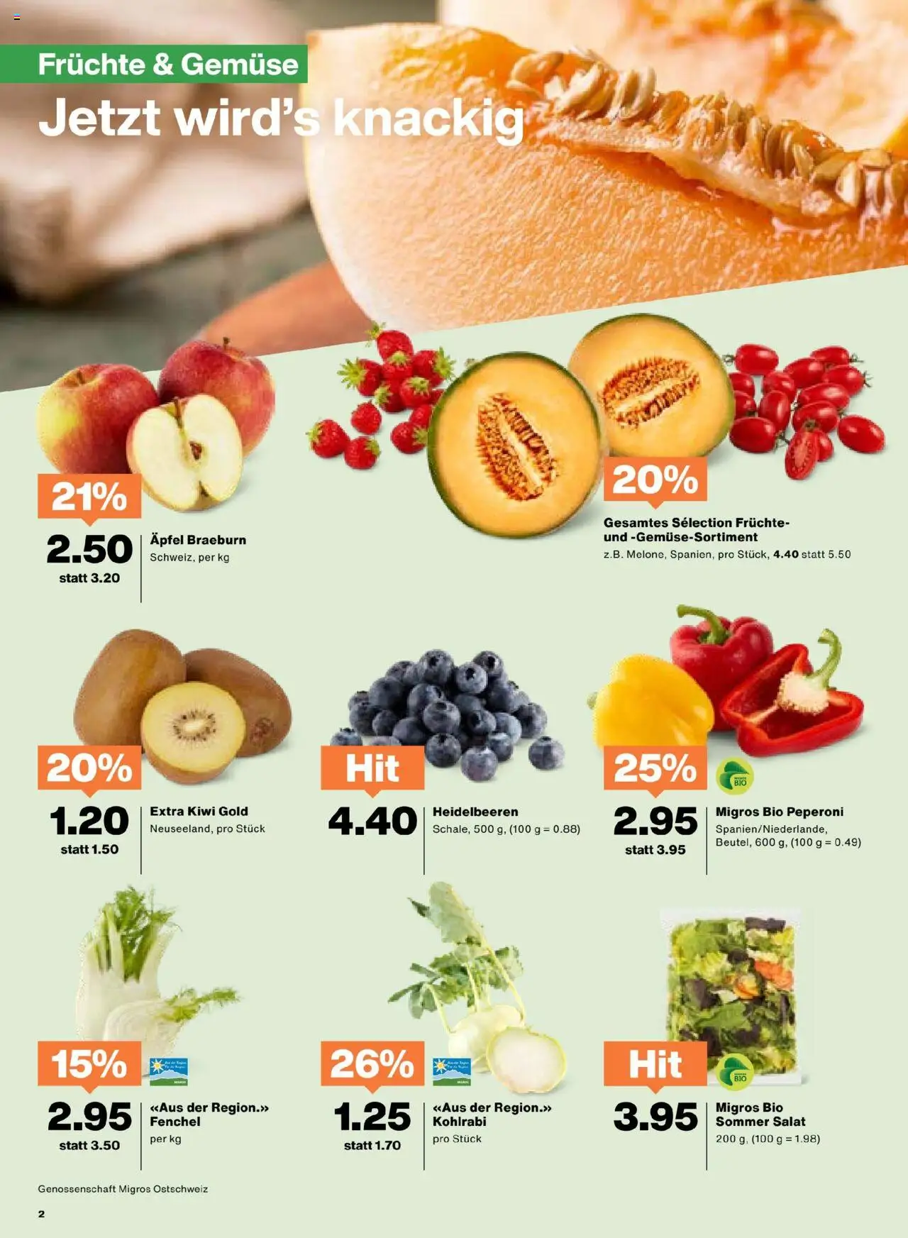 Migros Aktionen ab 24.06.2025 | Seite: 2 | Produkte: Äpfel, Gemüse, Salat, Apple