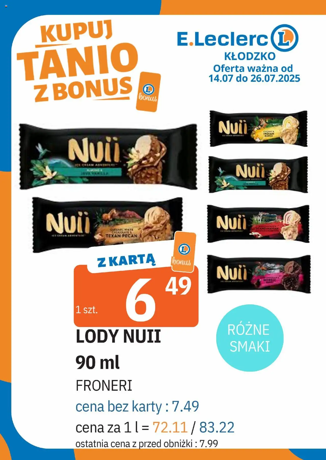E.Leclerc Gazetka - Kłodzko od 14.07.2025 | Strona: 1 | Produkty: Karta, Lody