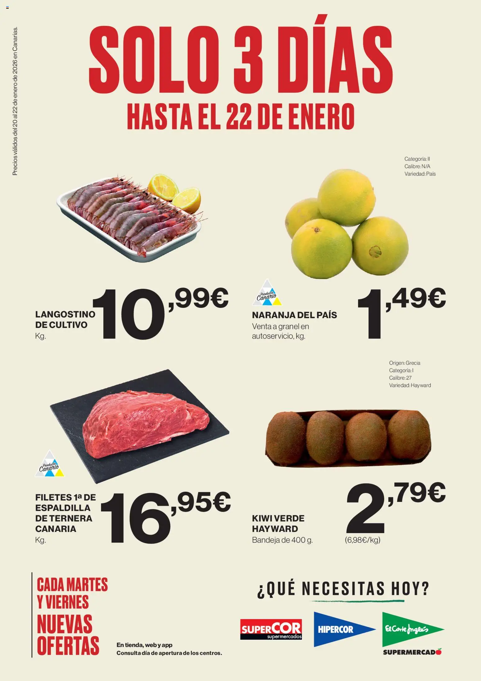 Supercor Canarias │ válido desde el 20.01.2026 | Página: 1 | Productos: Kiwi, Bandeja, Langostino