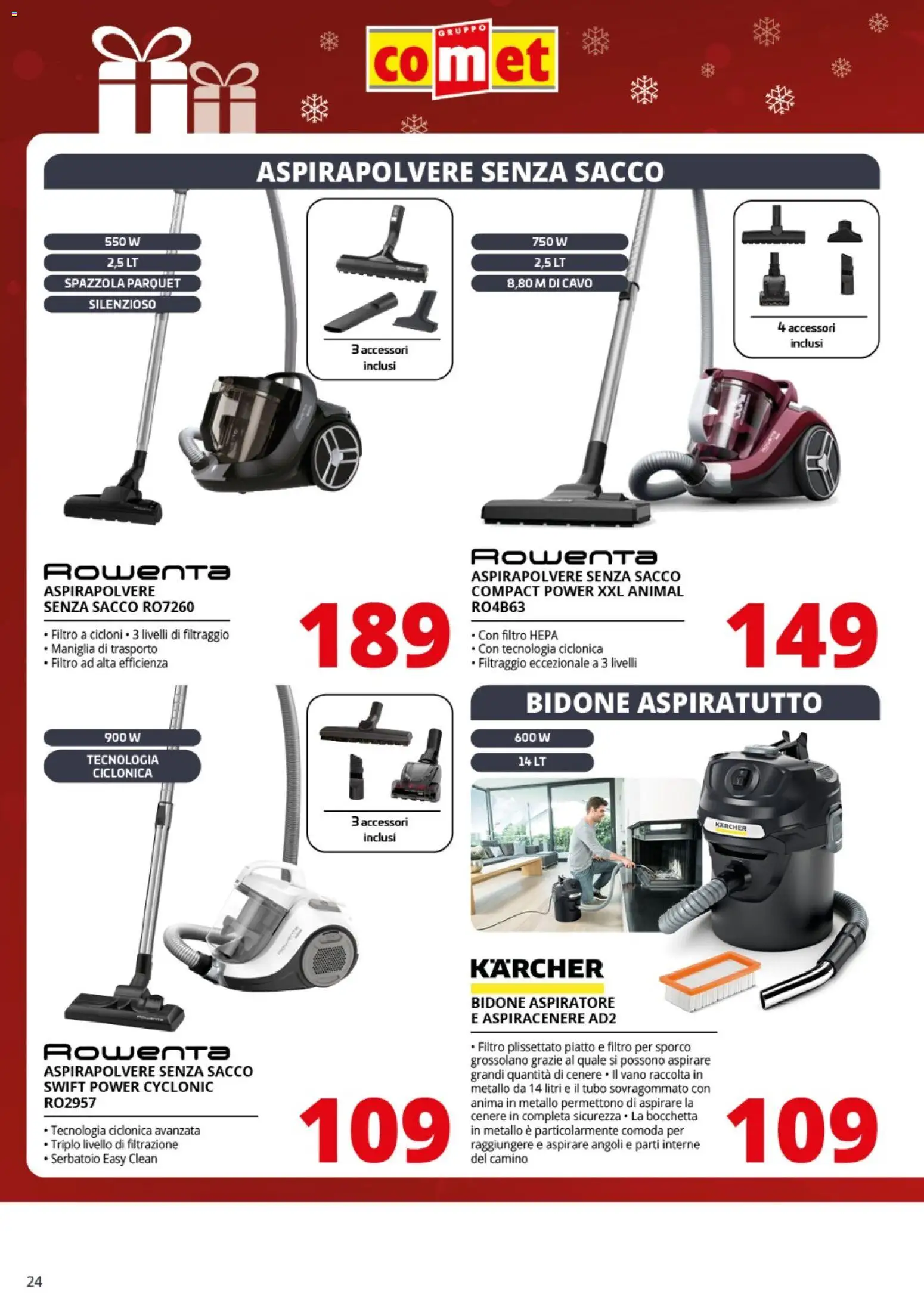Volantino Comet del 01.12.2025 | Pagina: 24 | Prodotti: Tubo, Aspiracenere, Cavo, Aspirapolvere
