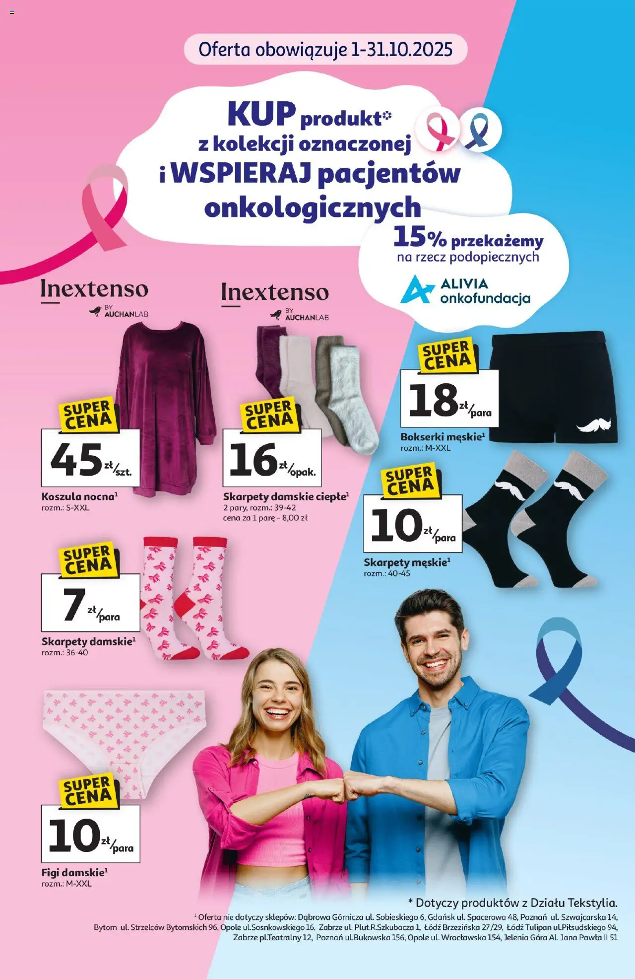 Auchan Gazetka - Hipermarket od 01.10.2025 | Strona: 1 | Produkty: Koszula, Skarpety, Bokserki, Skarpety damskie