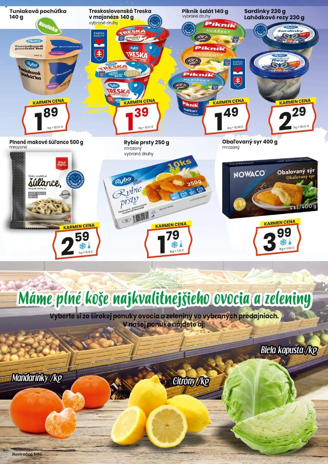 Nové KARMEN CBA akcie – leták je platný od 16.10.2025 | Strana: 8 | Produkty: Sardinky, Ryba, Šalát, Treska