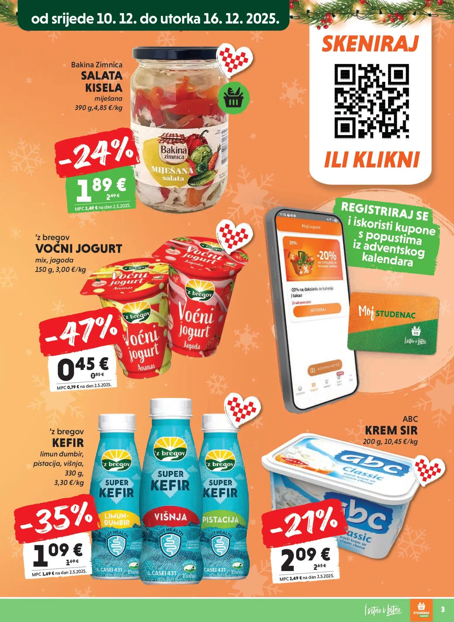 Studenac katalog | vrijedi od 10.12.2025 | Stranica: 3 | Proizvodi: Sir, Jogurt, Salata, Limun