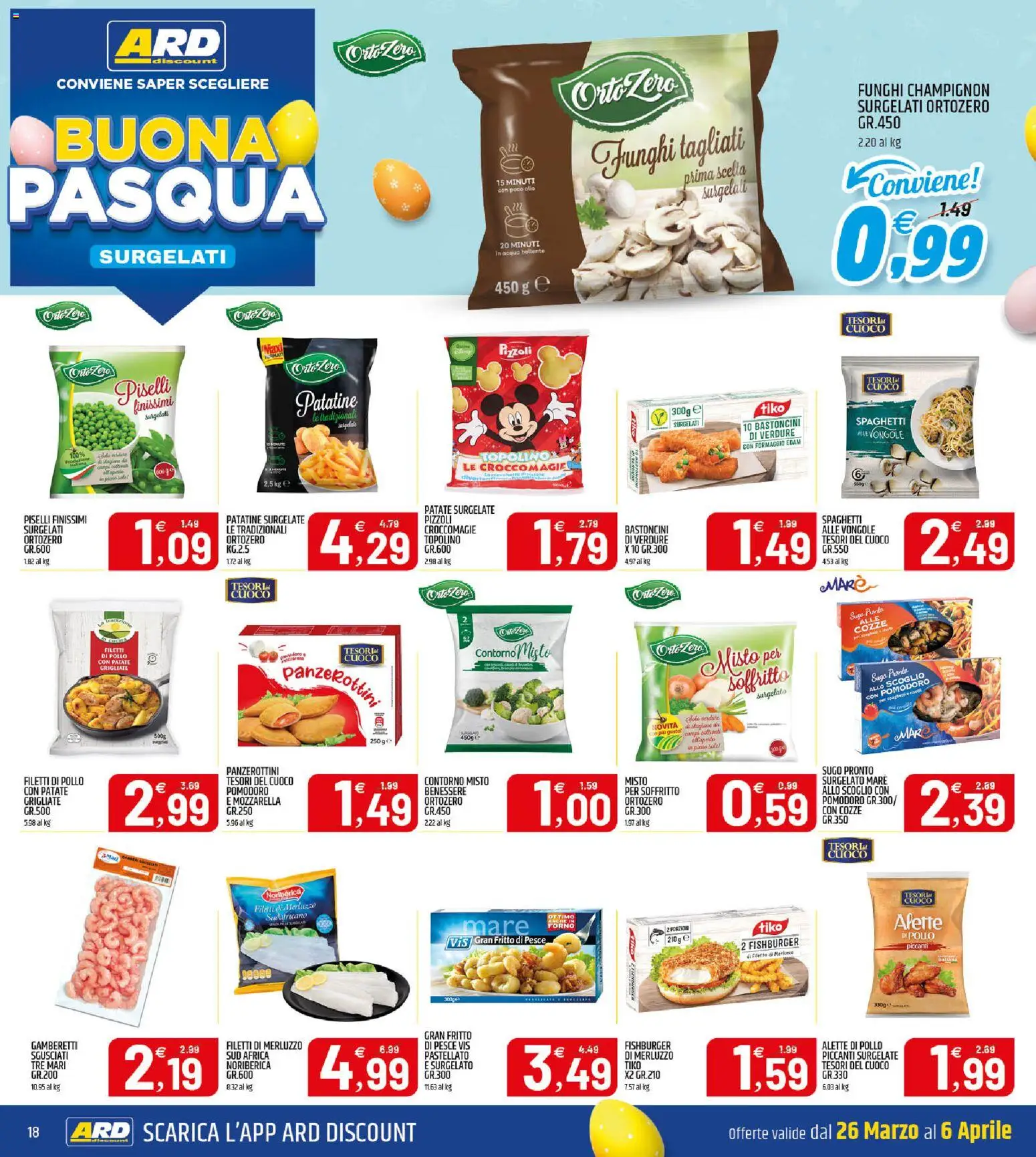 Volantino ARD Discount del 24.03.2026 | Pagina: 18 | Prodotti: Pollo, Verdure, Olio, Funghi