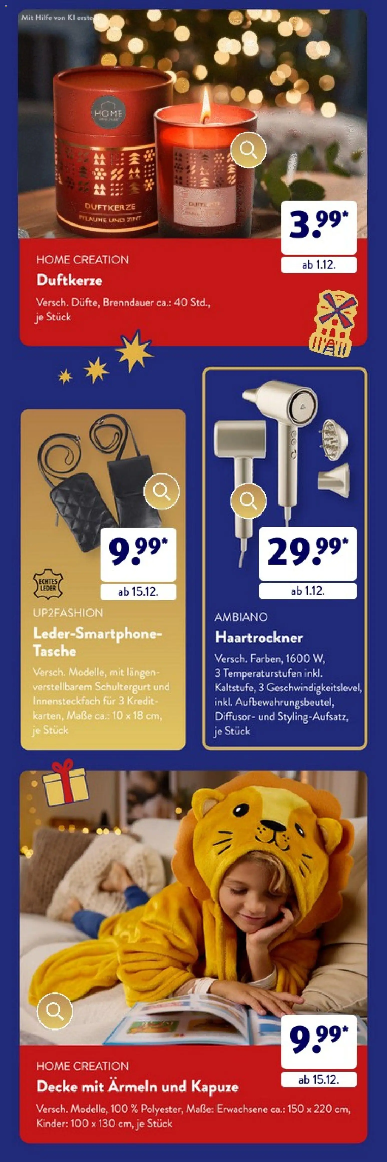 Aldi Süd - Weihnachtsbroschüre Dezember 2025 – gültig ab 01.12.2025 | Seite: 7 | Produkte: Tasche, Up2fashion, Haartrockner, Home creation