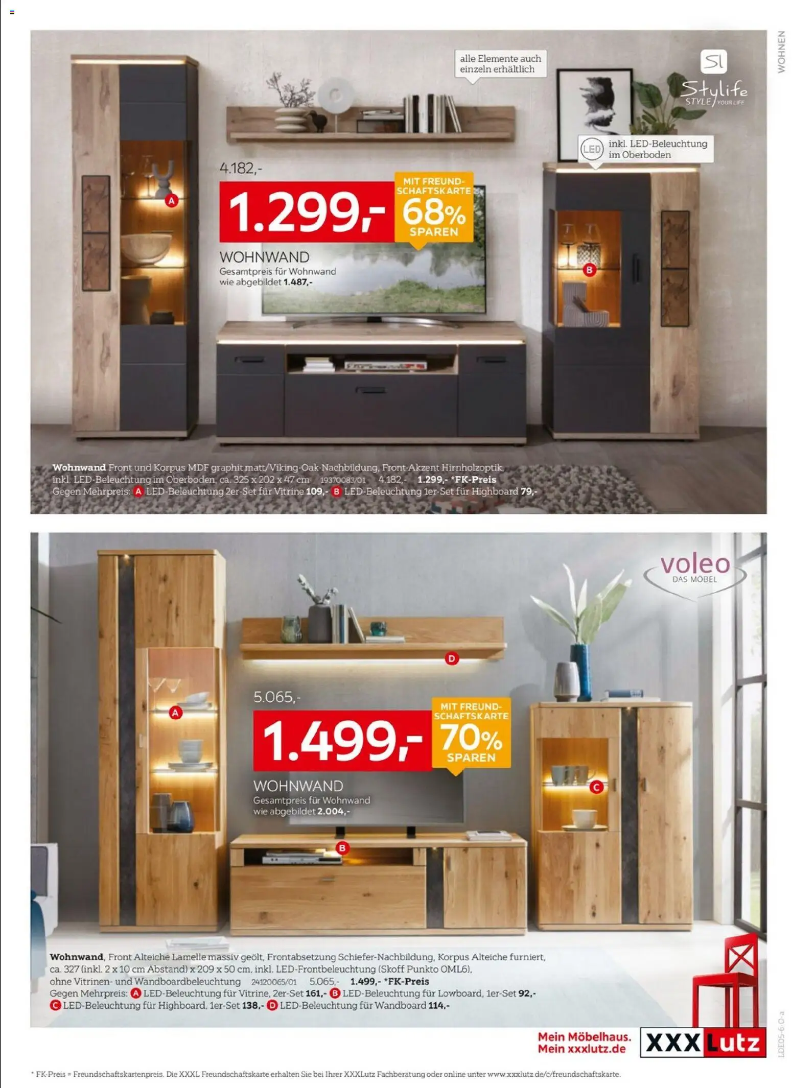 XXXLutz Nr. 1 beim Preis – gültig ab 25.04.2026 | Seite: 7 | Produkte: Wohnwand, HIghboard, Wandboard, Vitrine