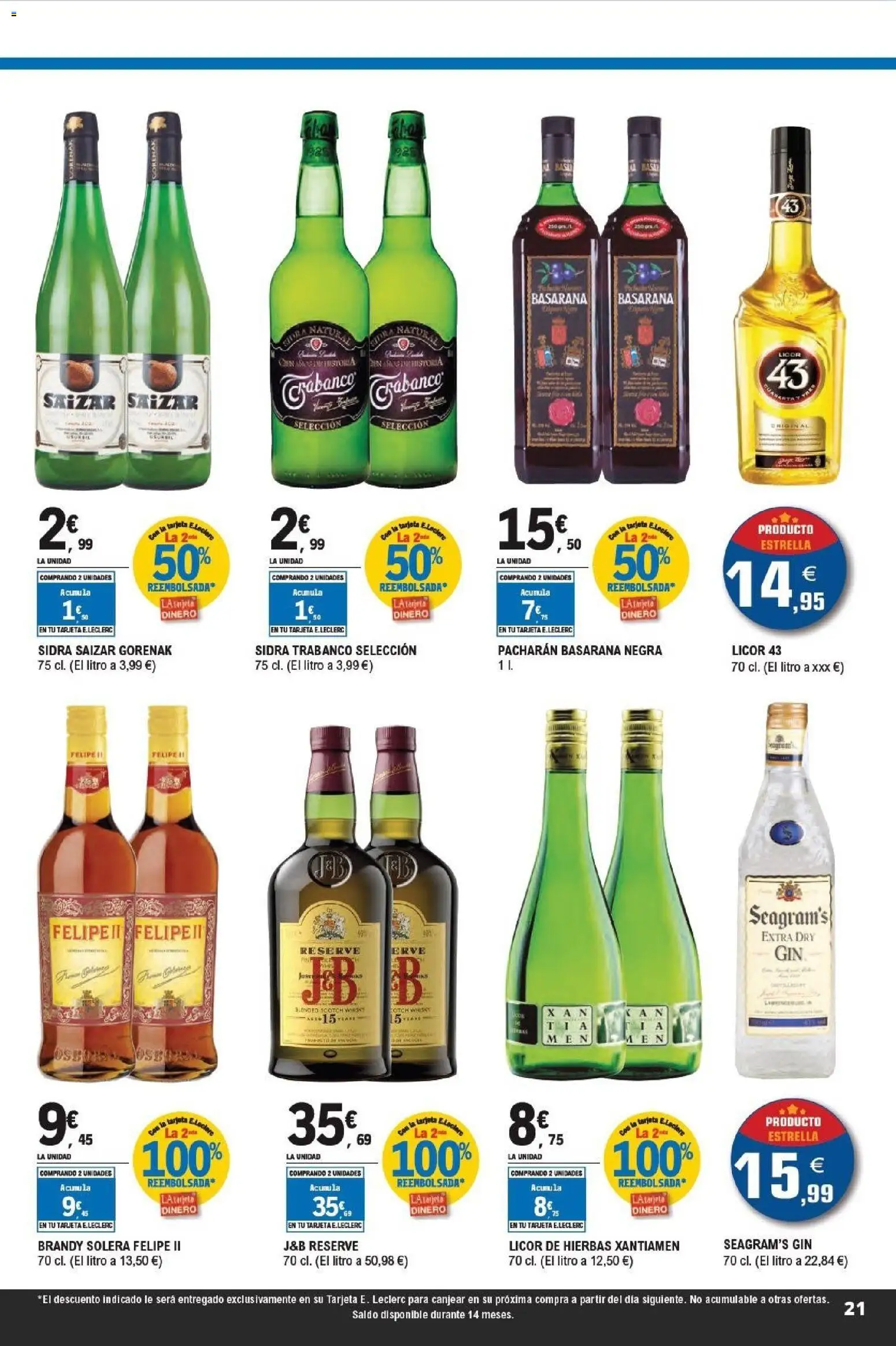 E.Leclerc folleto Super ofertas │ válido desde el 01.04.2026 | Página: 21 | Productos: Licor, Whisky, Μαύρο πιπέρι
